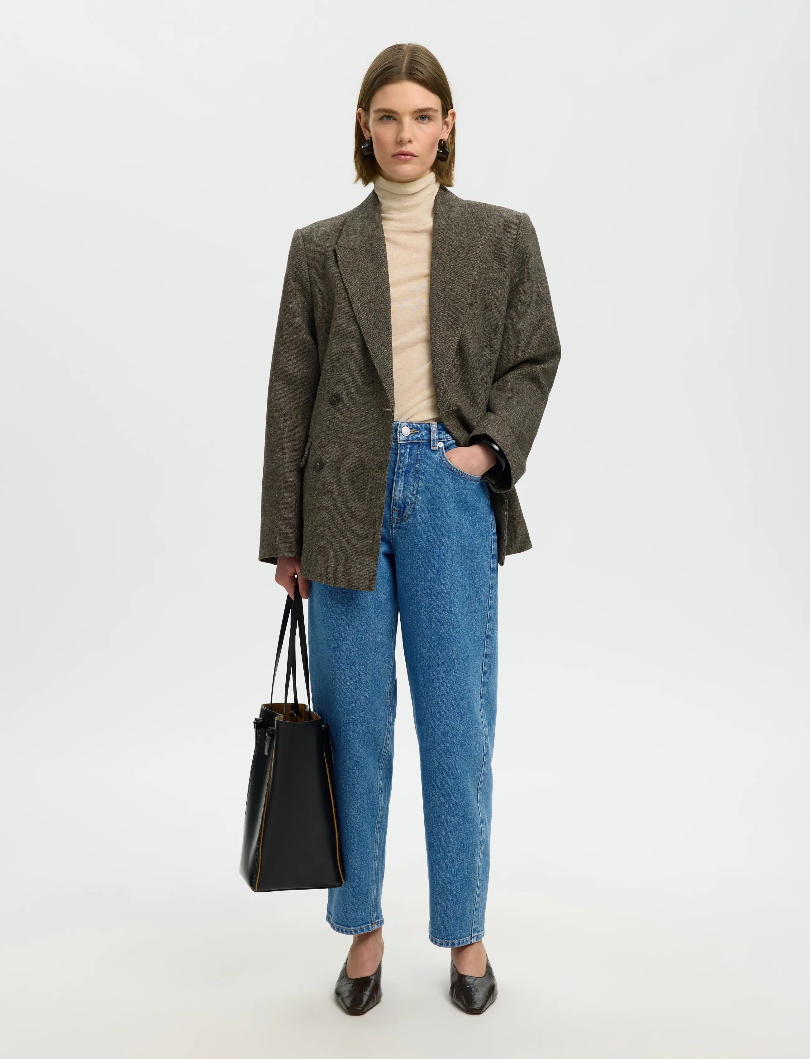 Selected - SLWBARREL BEA-KORI HW JEANS NOOS - barrel jeans - medium blue denim - 5