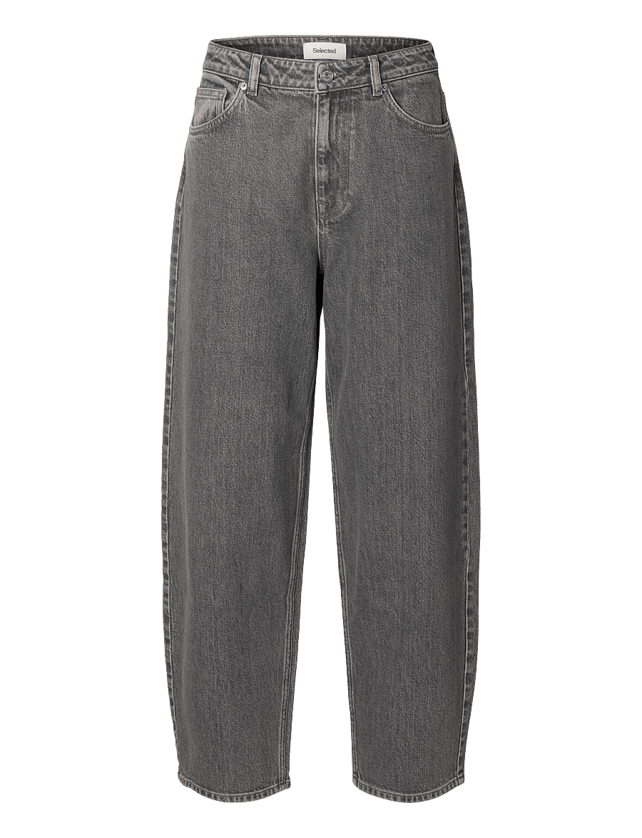 Selected - SLWBARREL BEA-KORI HW JEANS NOOS - barrel jeans - medium grey denim - 1