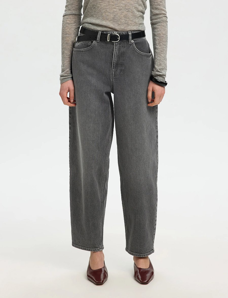 Selected - SLWBARREL BEA-KORI HW JEANS NOOS - barrel jeans - medium grey denim - 0
