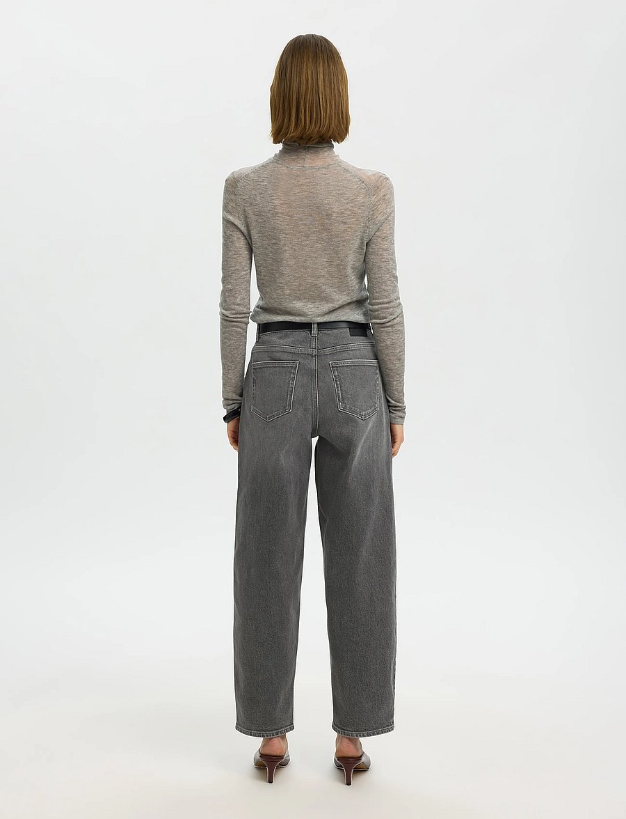 Selected - SLWBARREL BEA-KORI HW JEANS NOOS - barrel jeans - medium grey denim - 2