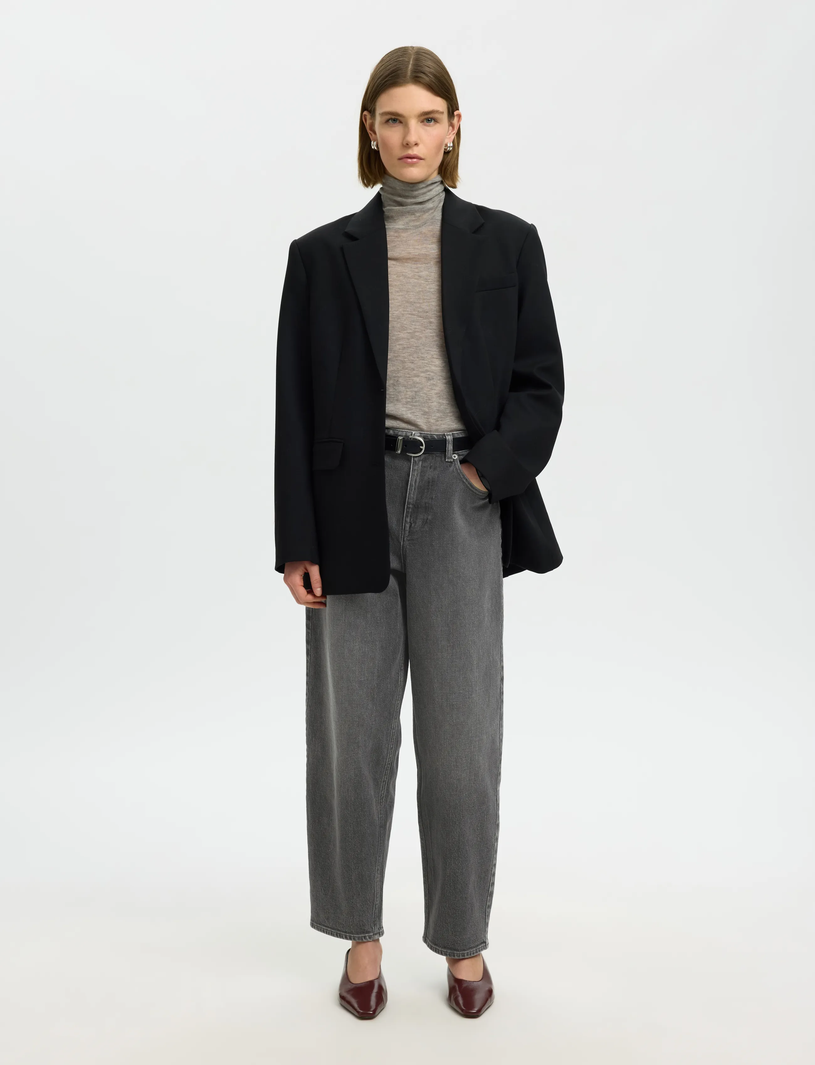 Selected - SLWBARREL BEA-KORI HW JEANS NOOS - barrel jeans - medium grey denim - 3