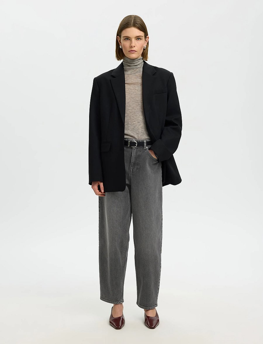 Selected - SLWBARREL BEA-KORI HW JEANS NOOS - barrel jeans - medium grey denim - 3