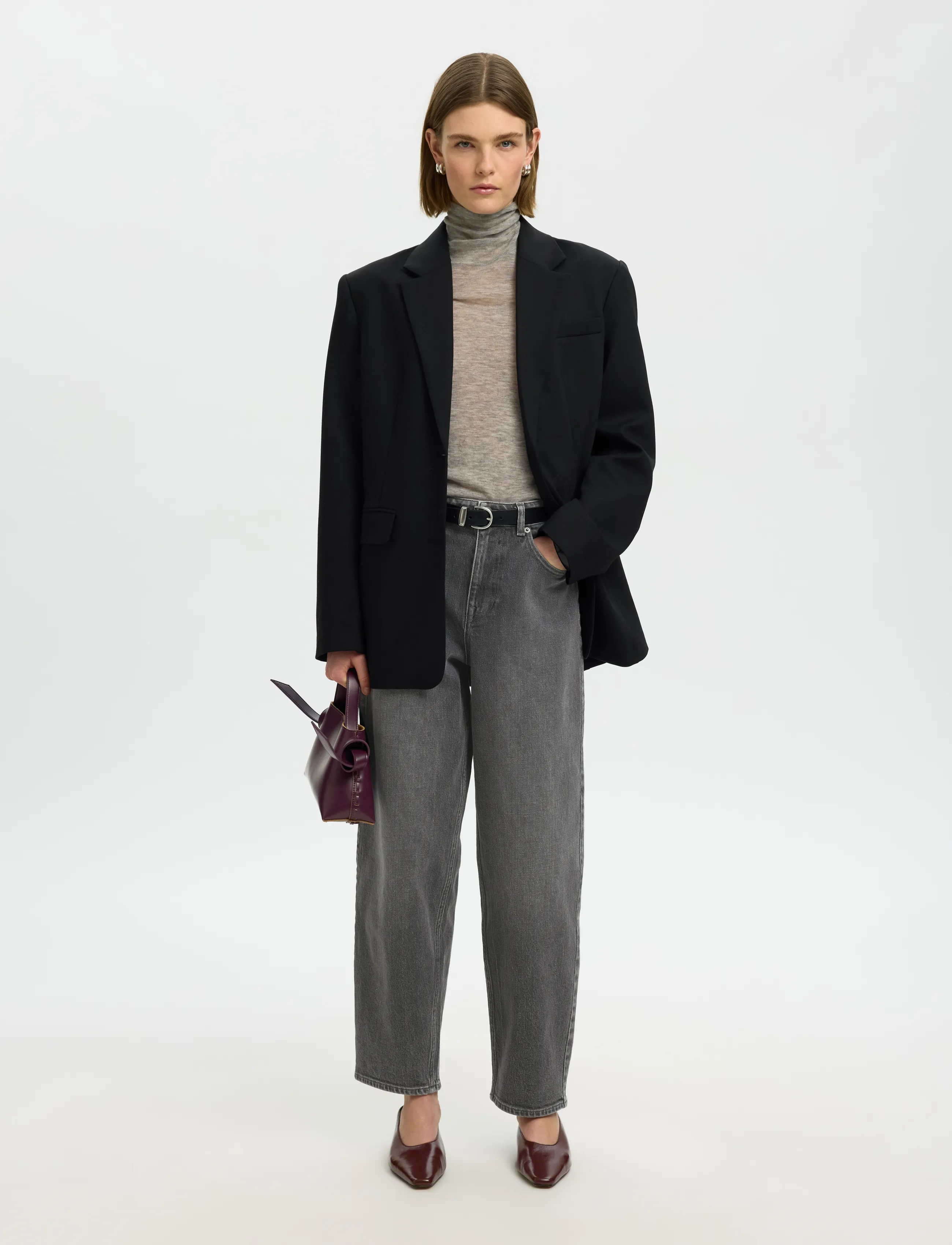 Selected - SLWBARREL BEA-KORI HW JEANS NOOS - barrel jeans - medium grey denim - 5