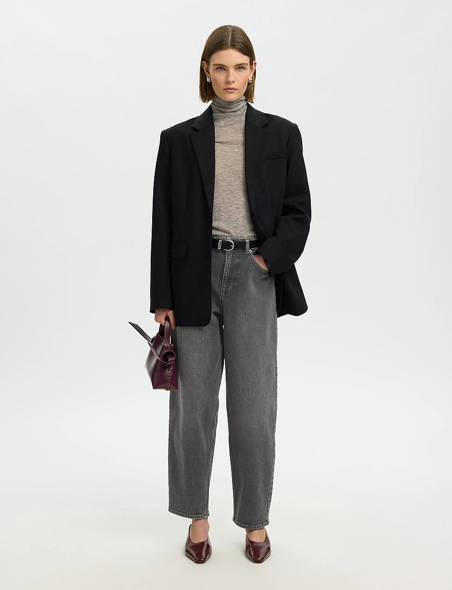 Selected - SLWBARREL BEA-KORI HW JEANS NOOS - barrel jeans - medium grey denim - 5