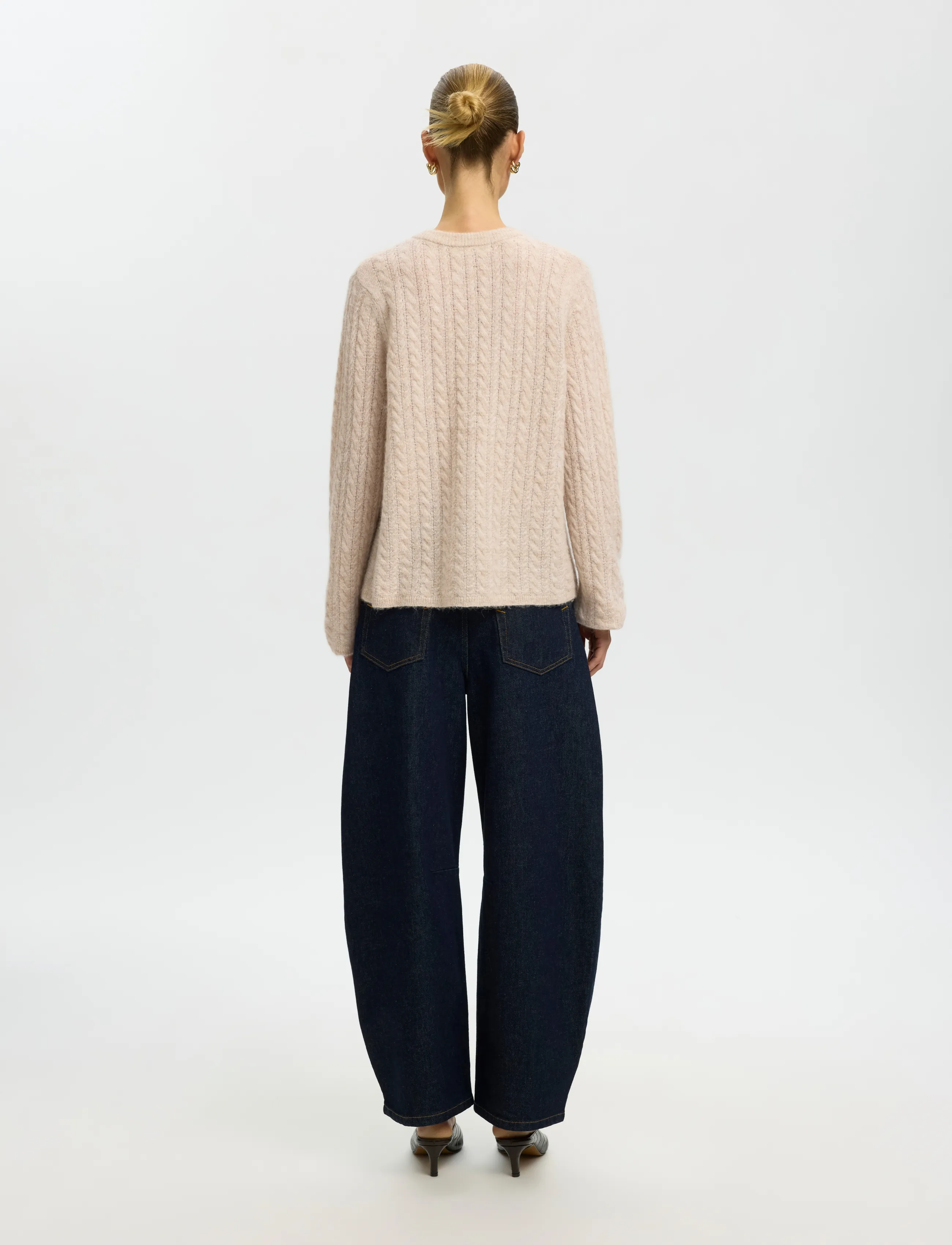 Selected - SLWLULU NEW LS KNIT CABLE CARDIGAN NOOS - strickjacken - birch - 2