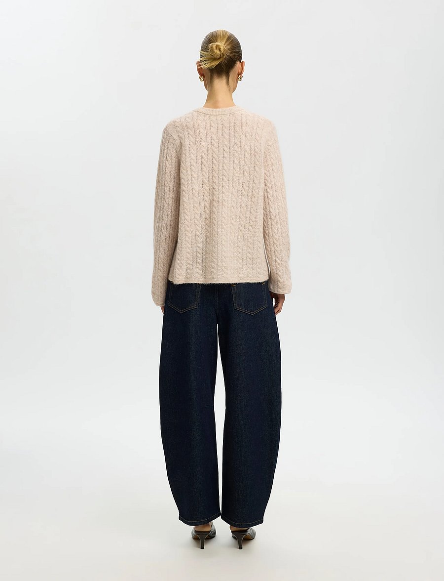 Selected - SLWLULU NEW LS KNIT CABLE CARDIGAN NOOS - strickjacken - birch - 2