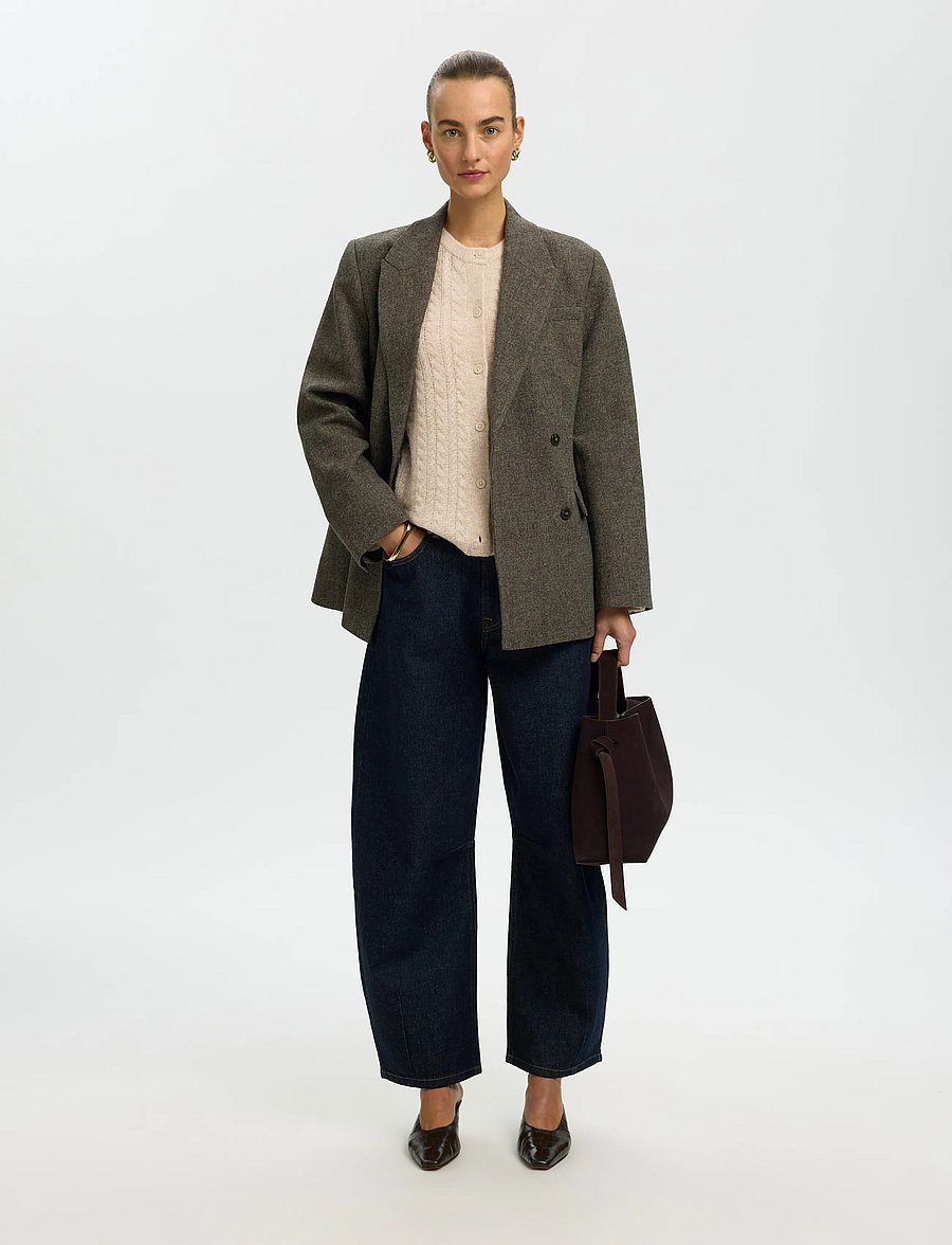 Selected - SLWLULU NEW LS KNIT CABLE CARDIGAN NOOS - strickjacken - birch - 5