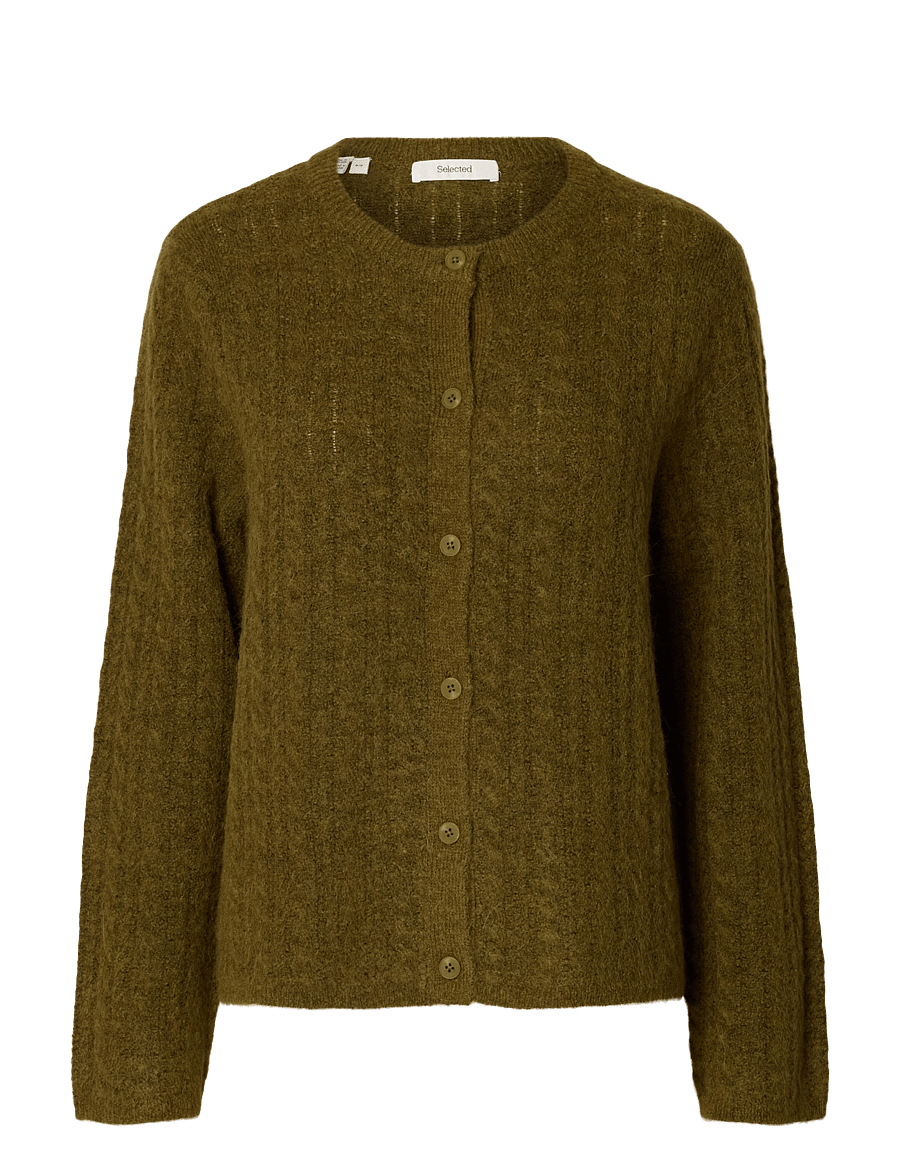 Selected - SLWLULU NEW LS KNIT CABLE CARDIGAN NOOS - strickjacken - fir green - 0