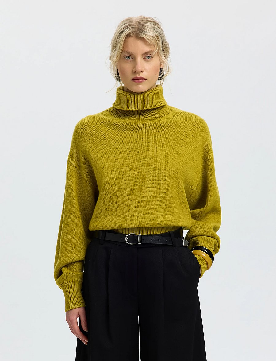 Selected - SLWELLIE LS KNIT ROLL NECK - pullover - avocado oil - 0