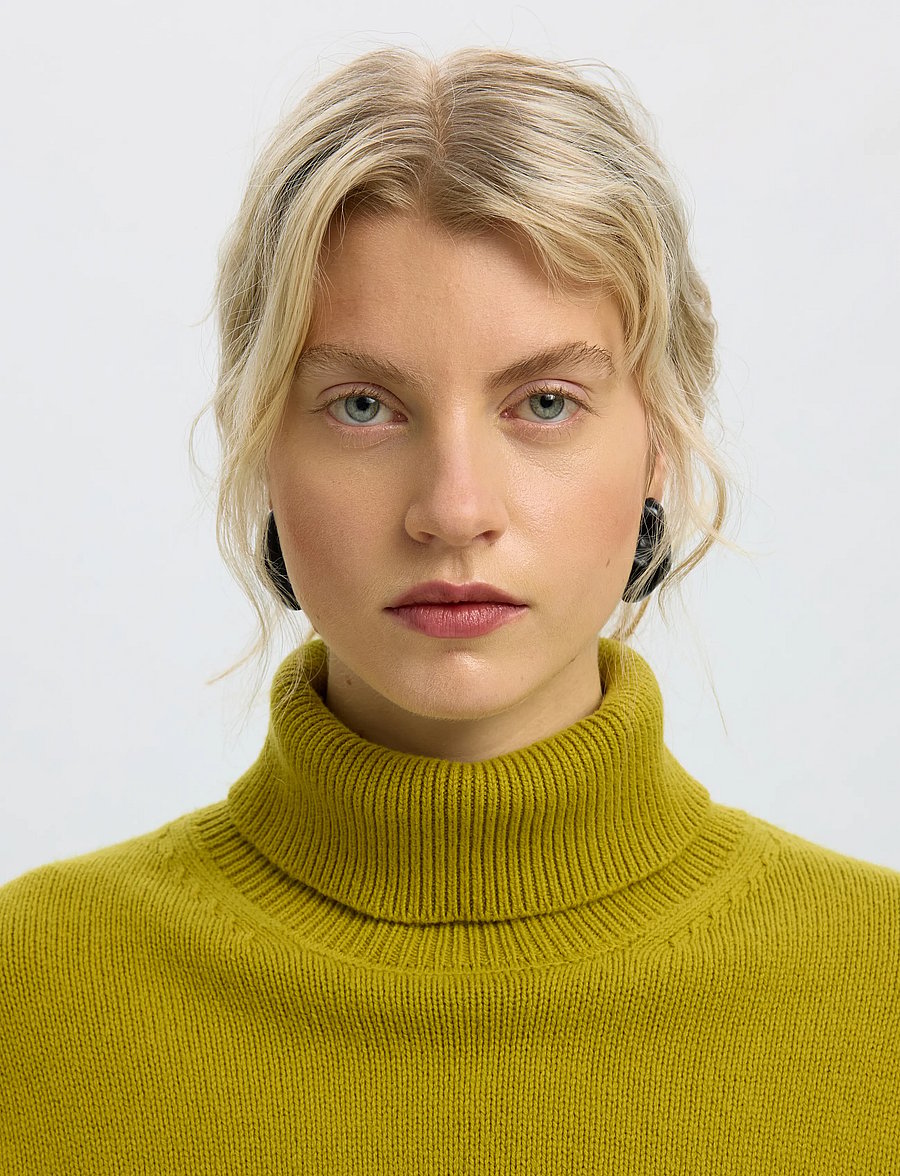 Selected - SLWELLIE LS KNIT ROLL NECK - pullover - avocado oil - 4