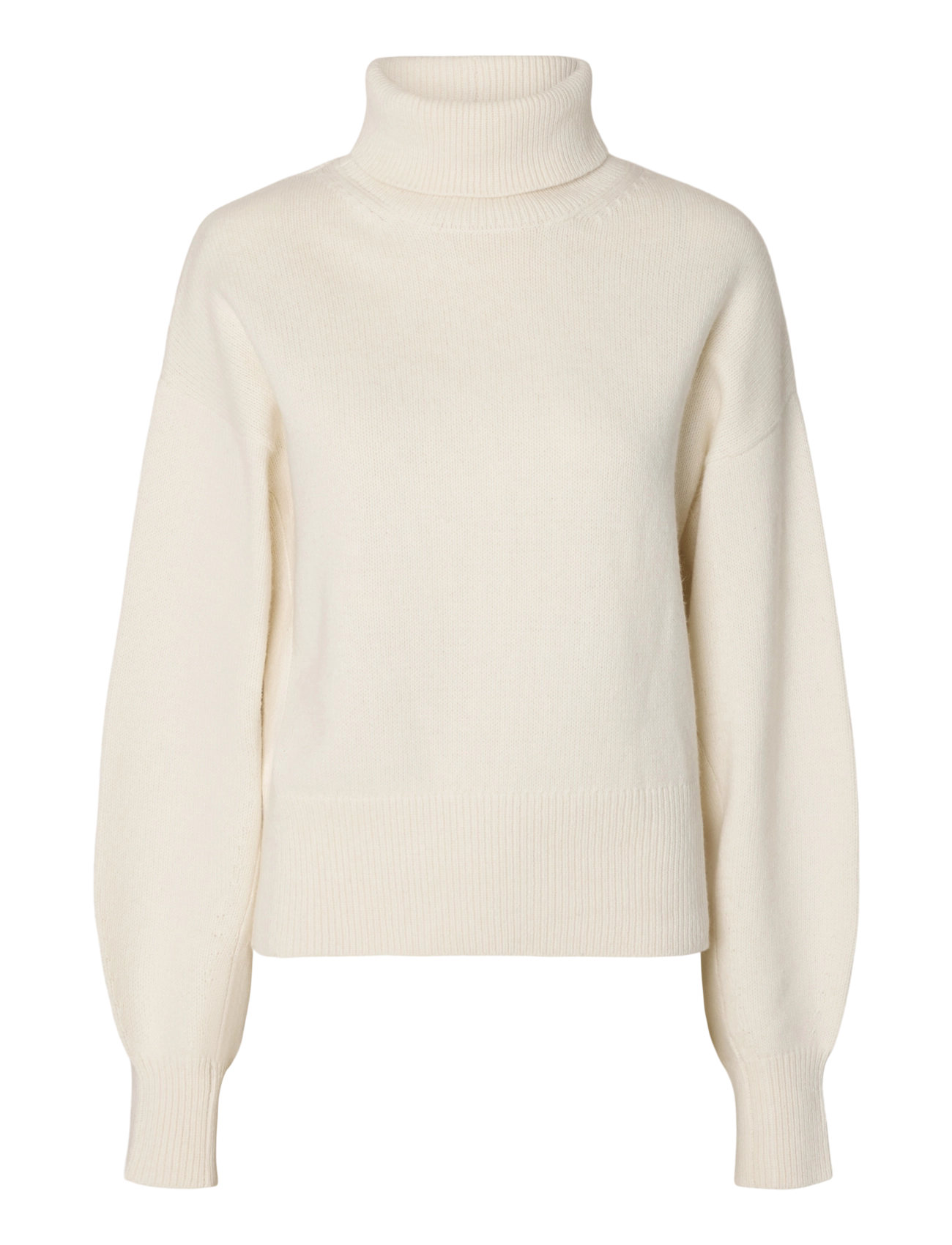 Selected SLWELLIE LS KNIT ROLL NECK - Transitional Layering - EGRET / cream