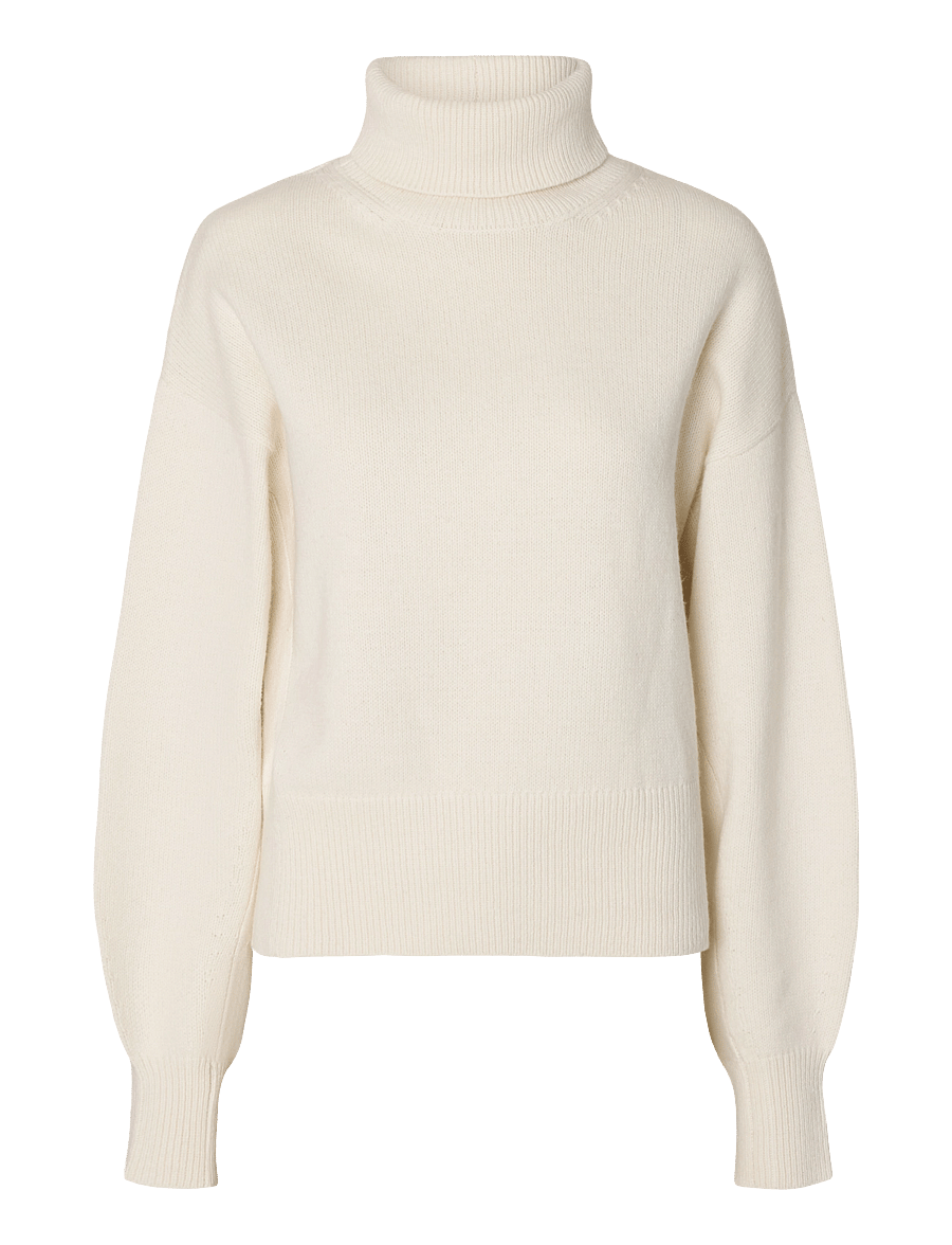 Selected - SLWELLIE LS KNIT ROLL NECK - striktrøjer - egret - 1