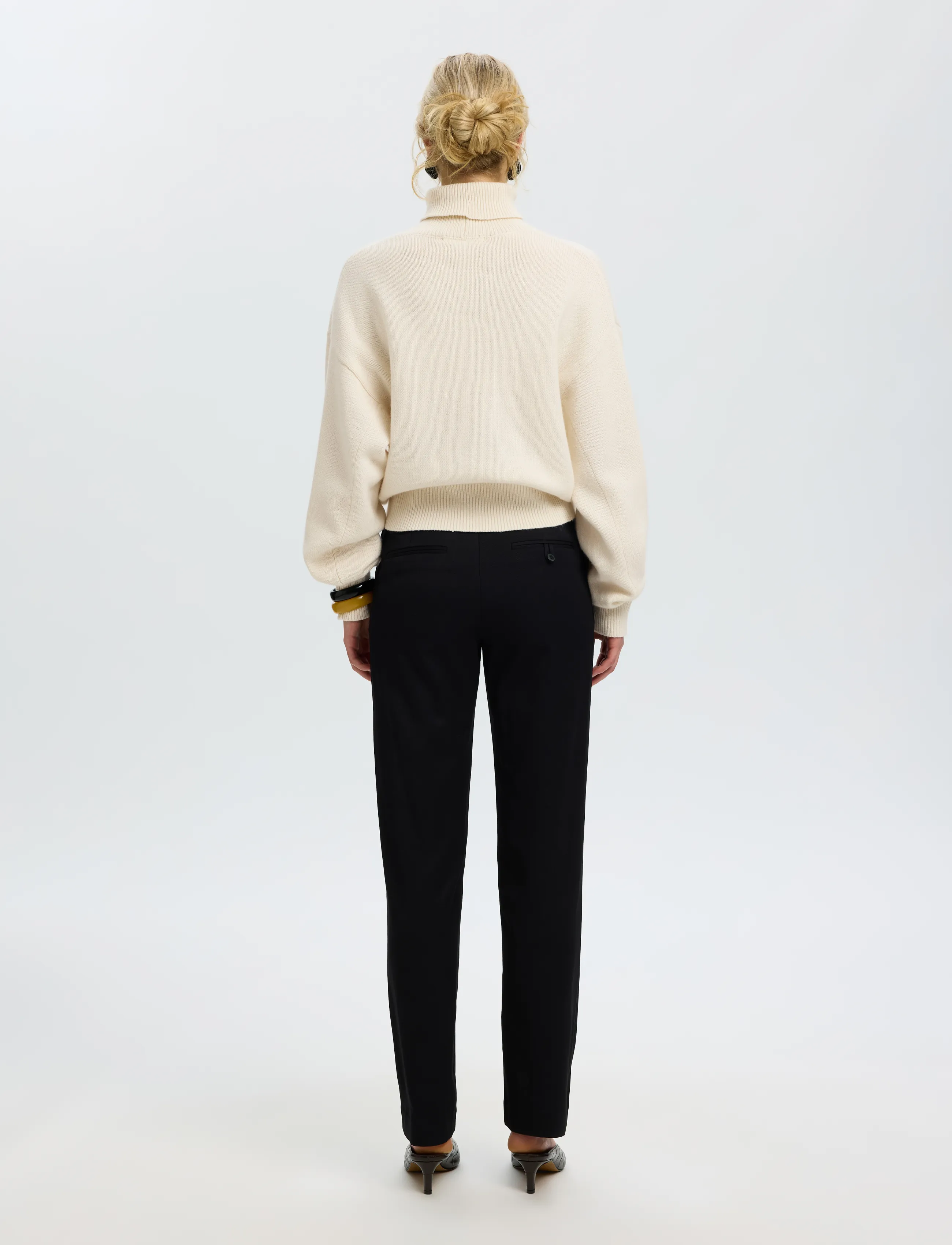 Selected - SLWELLIE LS KNIT ROLL NECK - striktrøjer - egret - 2