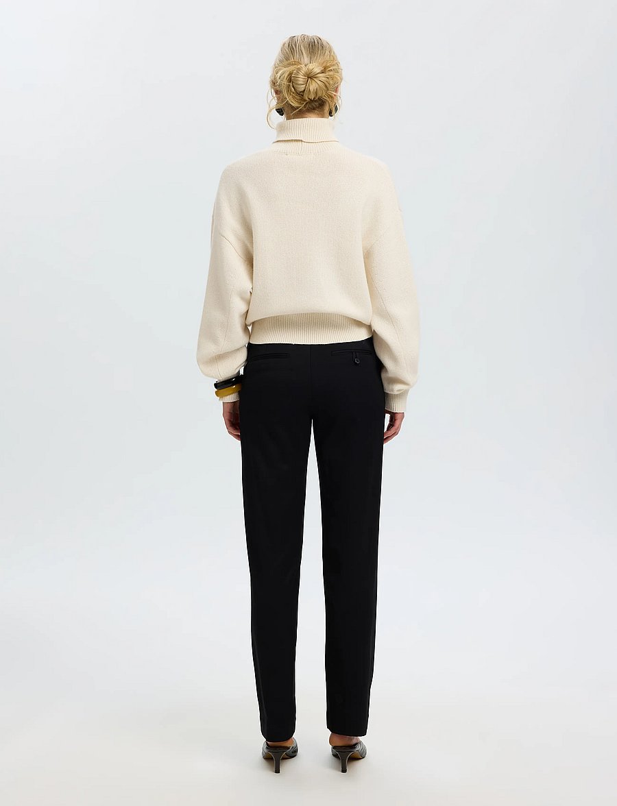 Selected - SLWELLIE LS KNIT ROLL NECK - striktrøjer - egret - 2