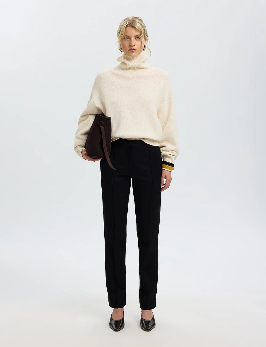 Selected - SLWELLIE LS KNIT ROLL NECK - striktrøjer - egret - 5