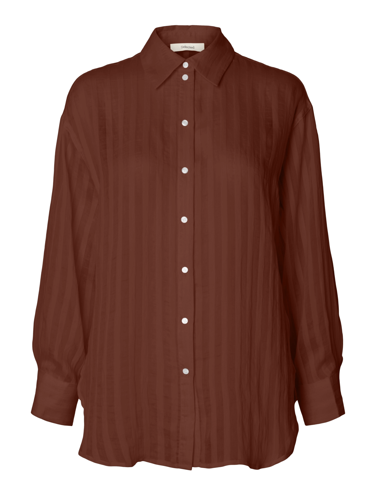 Selected Slftoran Oversized Ls Striped Shirt B, 40, Shirts, Burgunderrot - Long-sleeved, Frauen