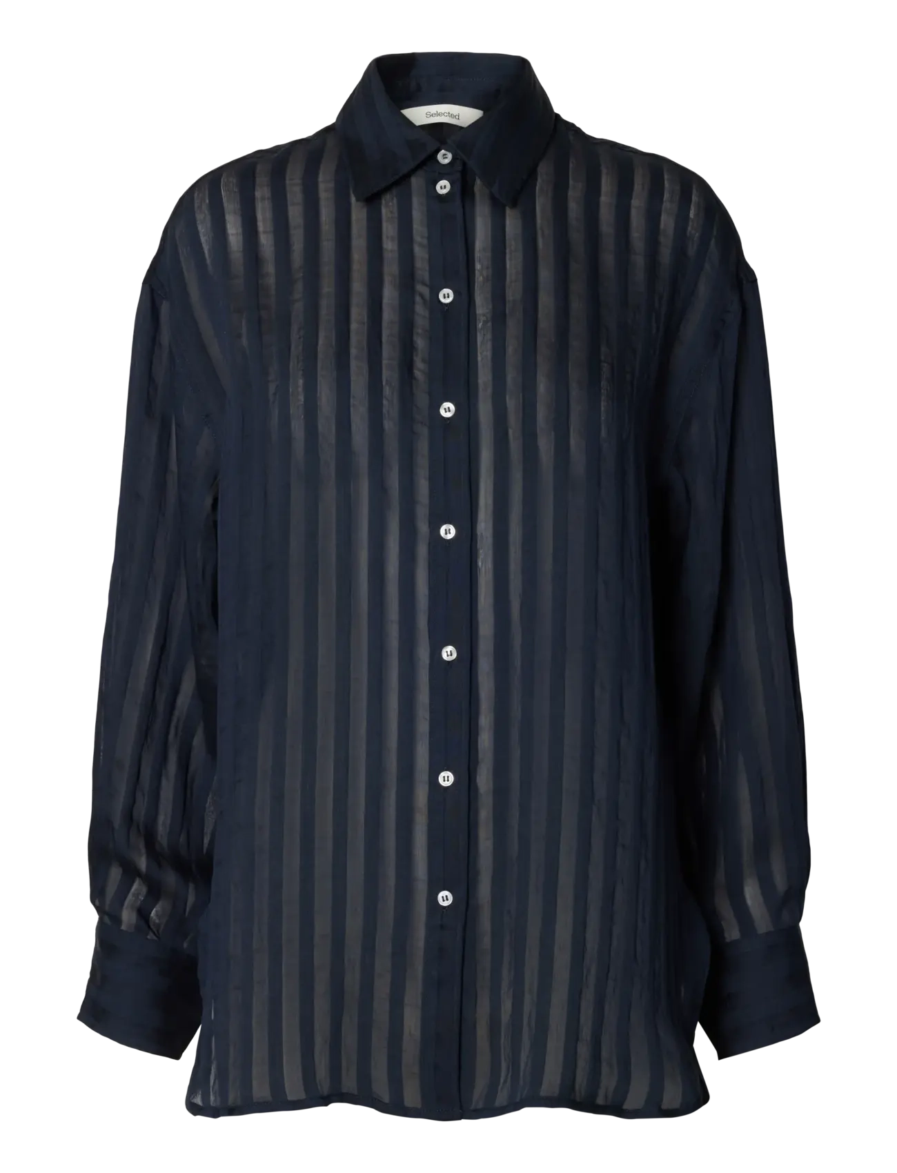 Selected SLFTORAN OVERSIZED LS STRIPED SHIRT B - Riided - DARK SAPPHIRE / navy