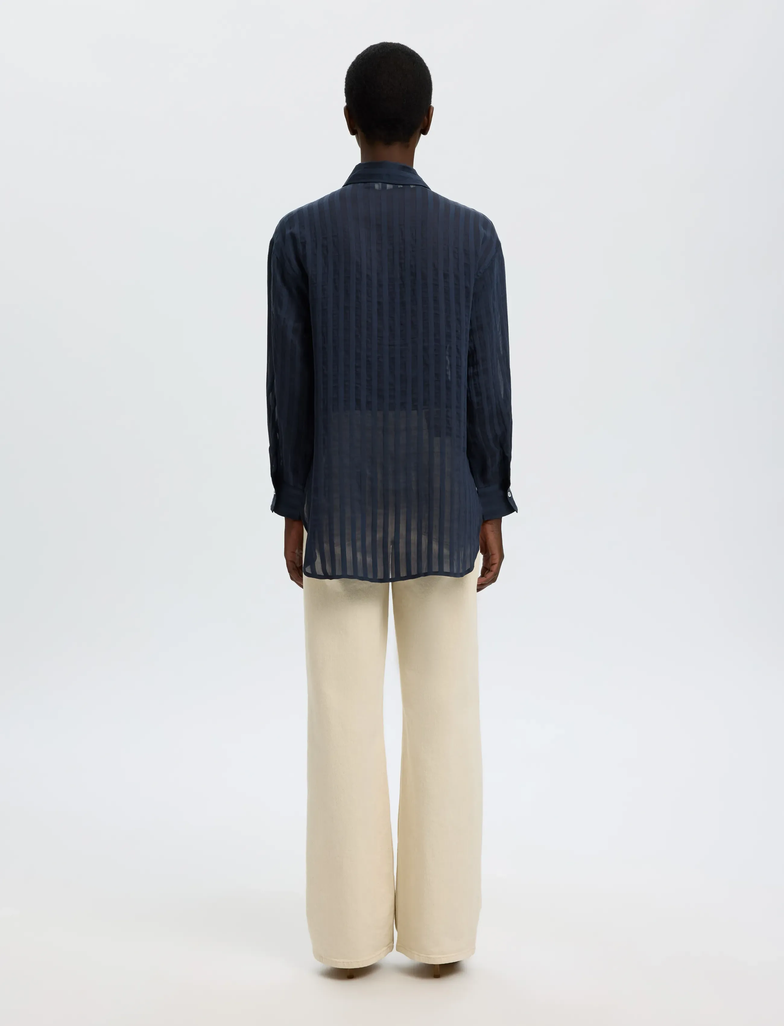 Selected - SLFTORAN OVERSIZED LS STRIPED SHIRT B - dark sapphire - 2