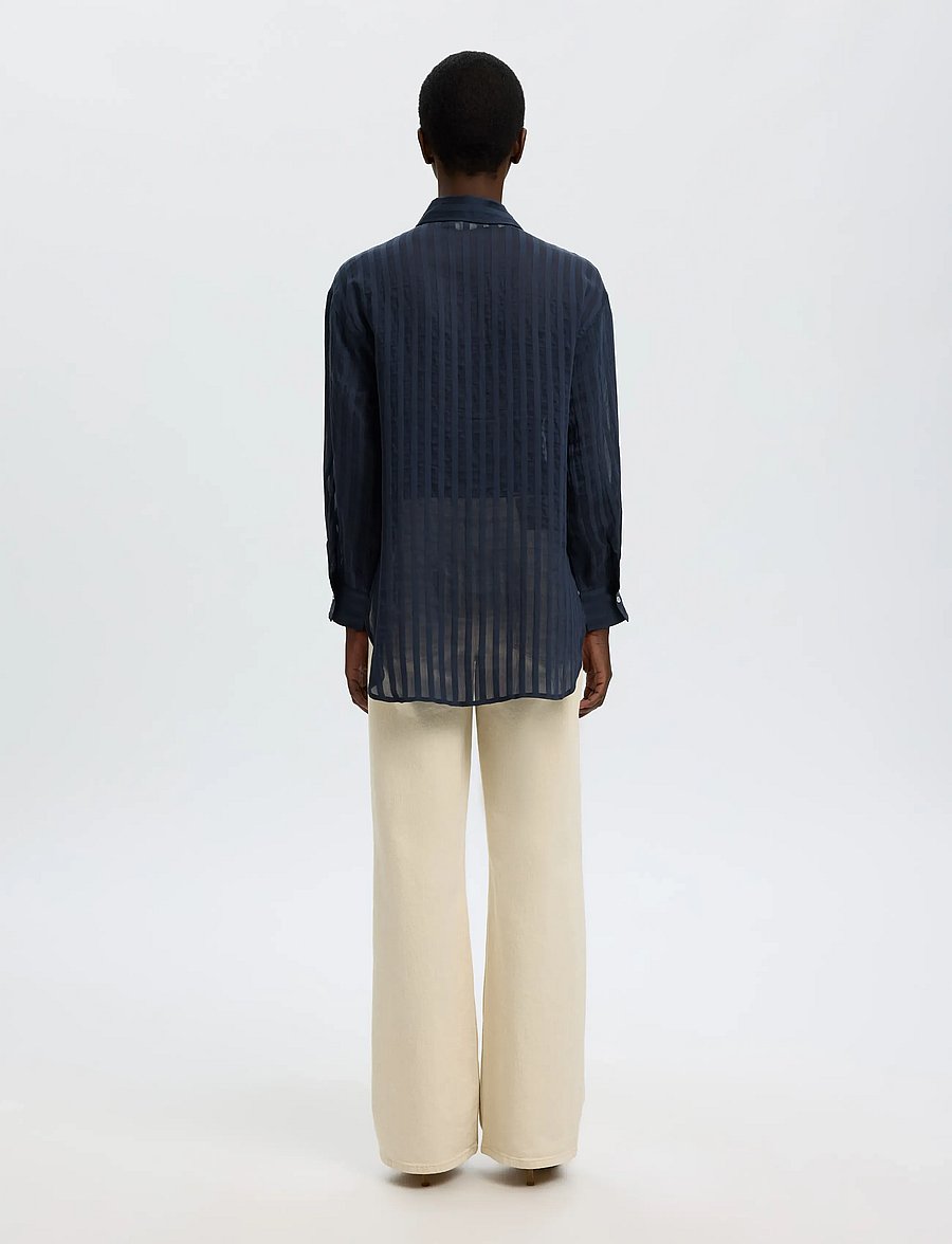 Selected - SLFTORAN OVERSIZED LS STRIPED SHIRT B - dark sapphire - 2