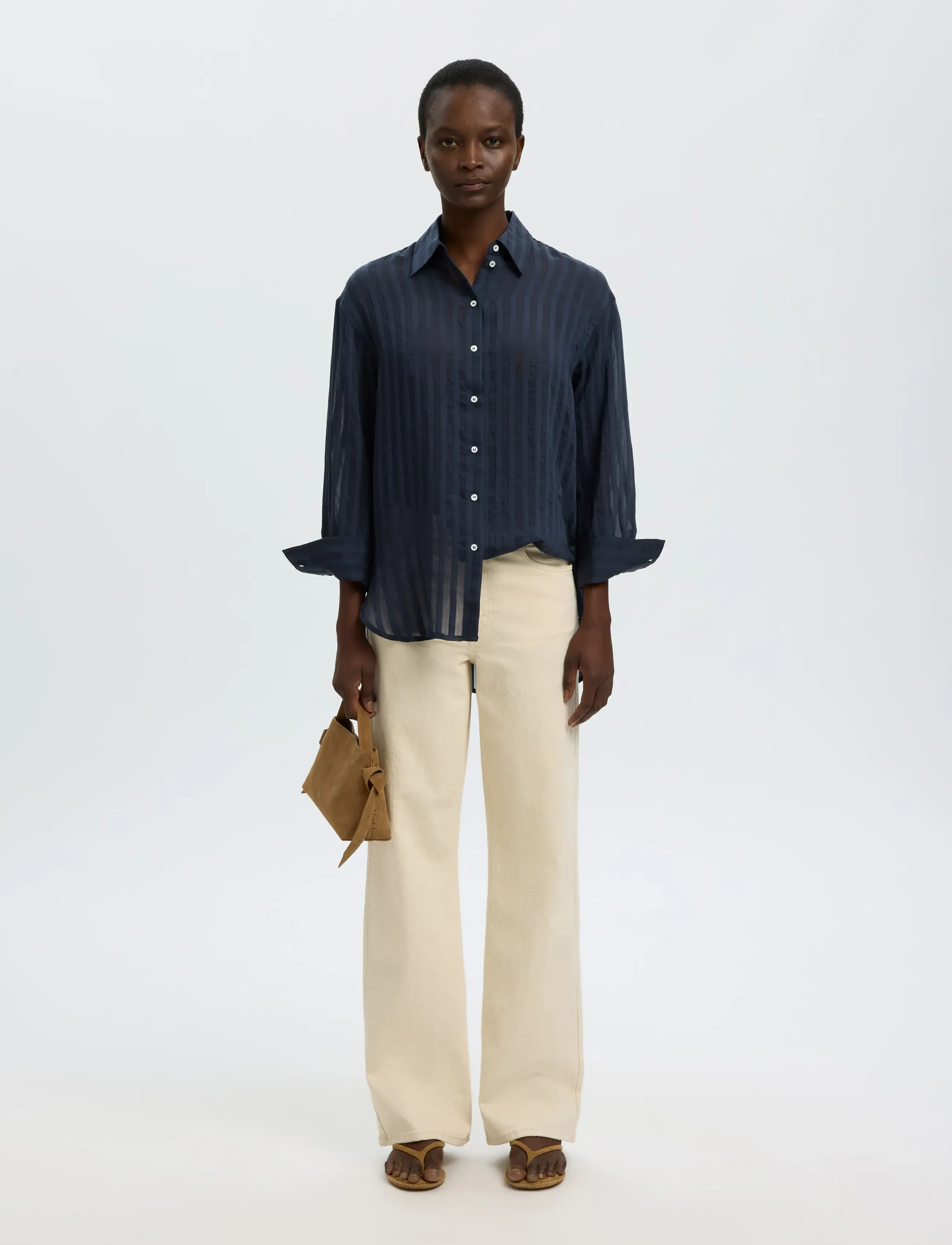 Selected - SLFTORAN OVERSIZED LS STRIPED SHIRT B - dark sapphire - 5