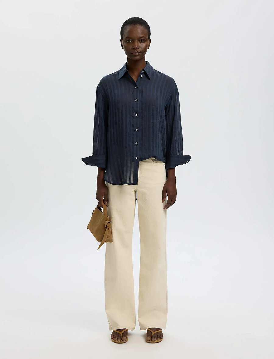 Selected - SLFTORAN OVERSIZED LS STRIPED SHIRT B - dark sapphire - 5