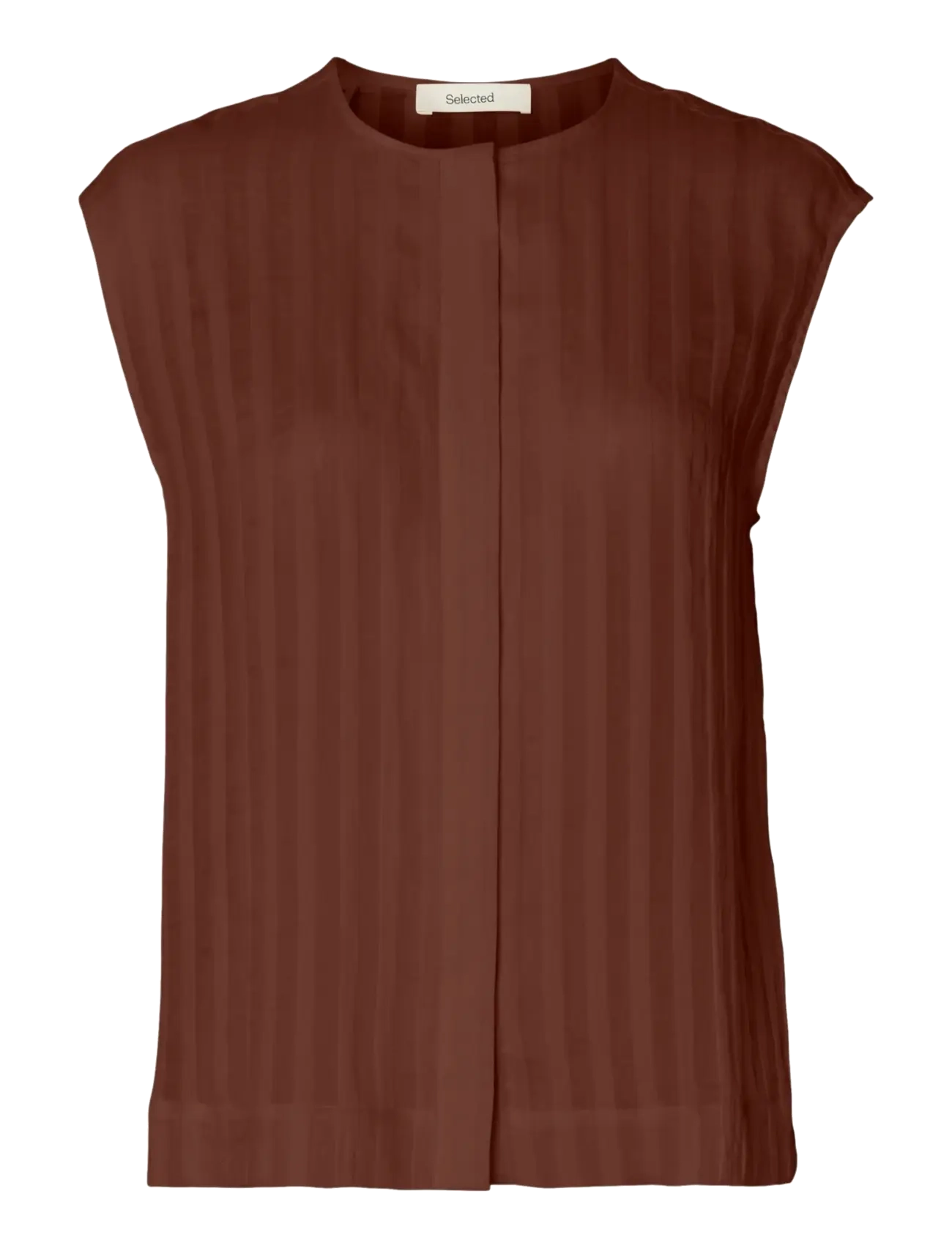 Selected Slftoran Regular Sl Striped Shirt B, 38, Blouses, Braun - Sleeveless, Frauen