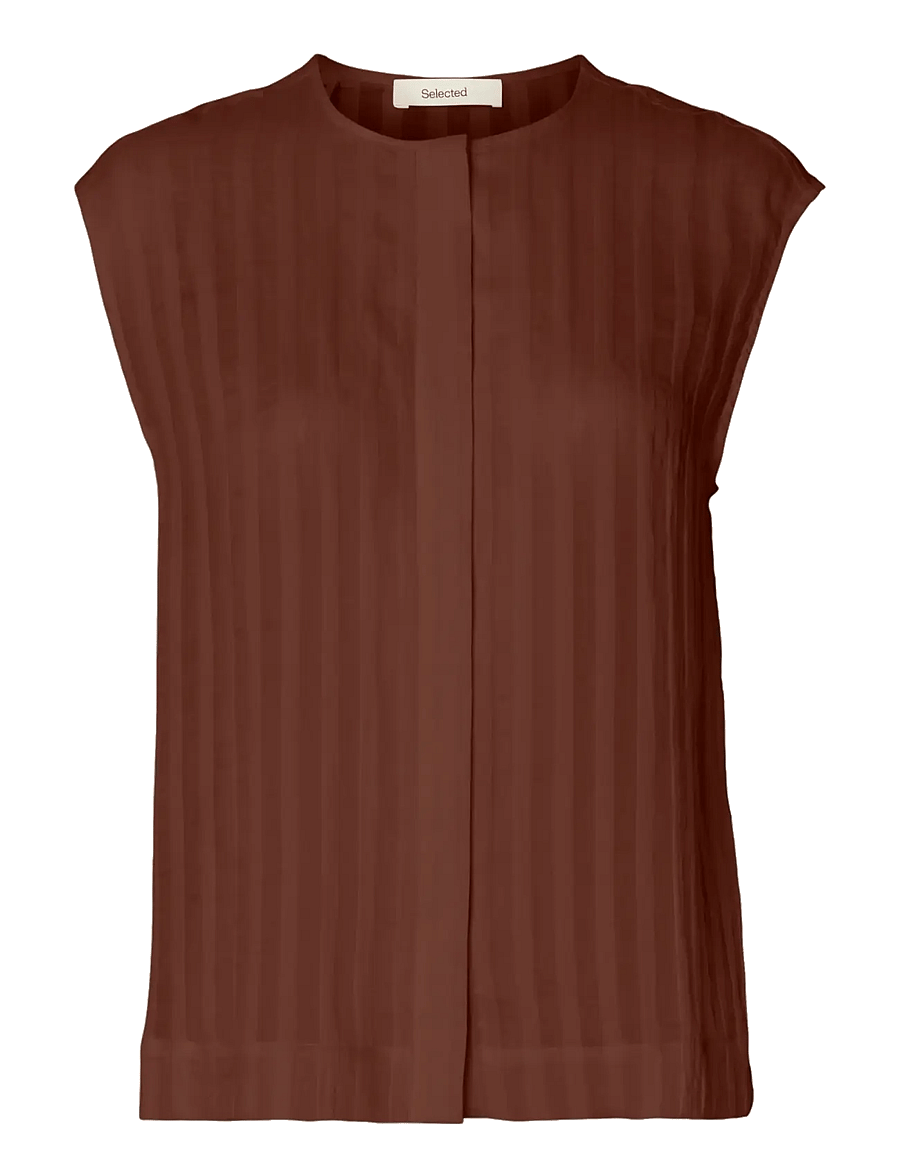 Selected - SLFTORAN REGULAR SL STRIPED SHIRT B - varrukateta pluusid - cherry mahogany - 0
