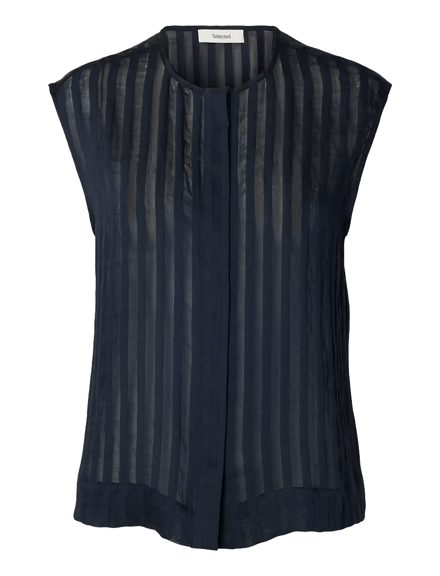 Selected - SLFTORAN REGULAR SL STRIPED SHIRT B - varrukateta pluusid - dark sapphire - 1