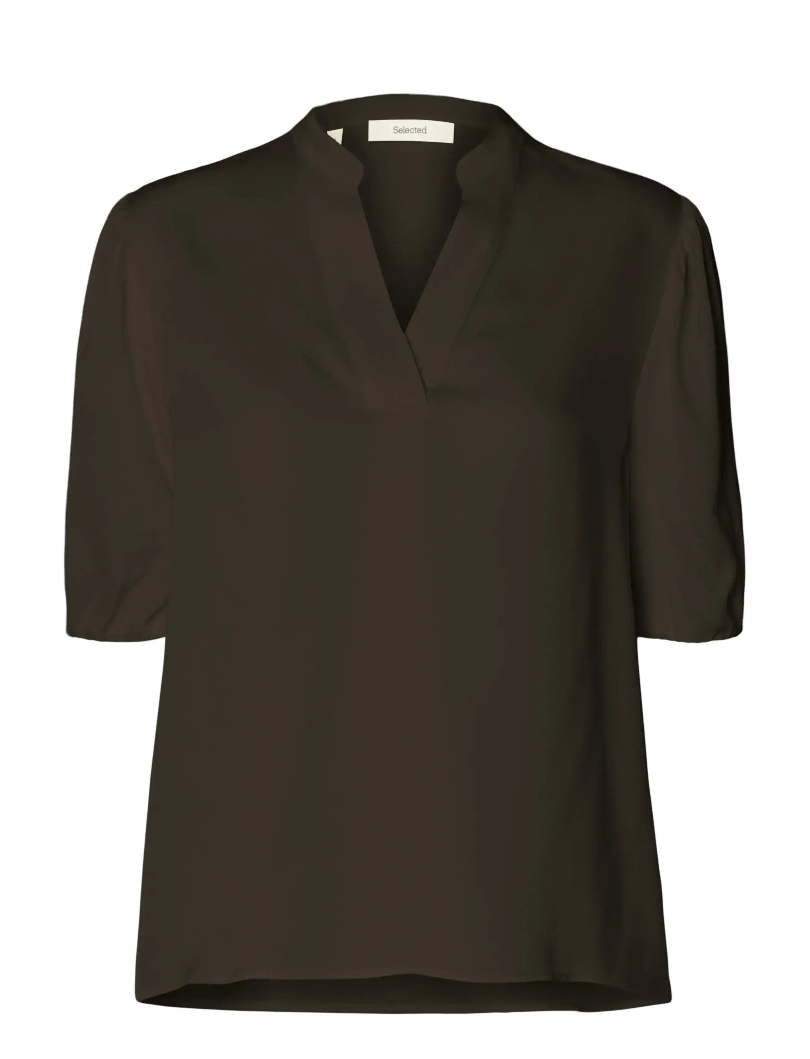 Selected Slflaurina 2/4 Sleeve Top Ex, 38, Brown, Bluser > Kortærmede, Dame