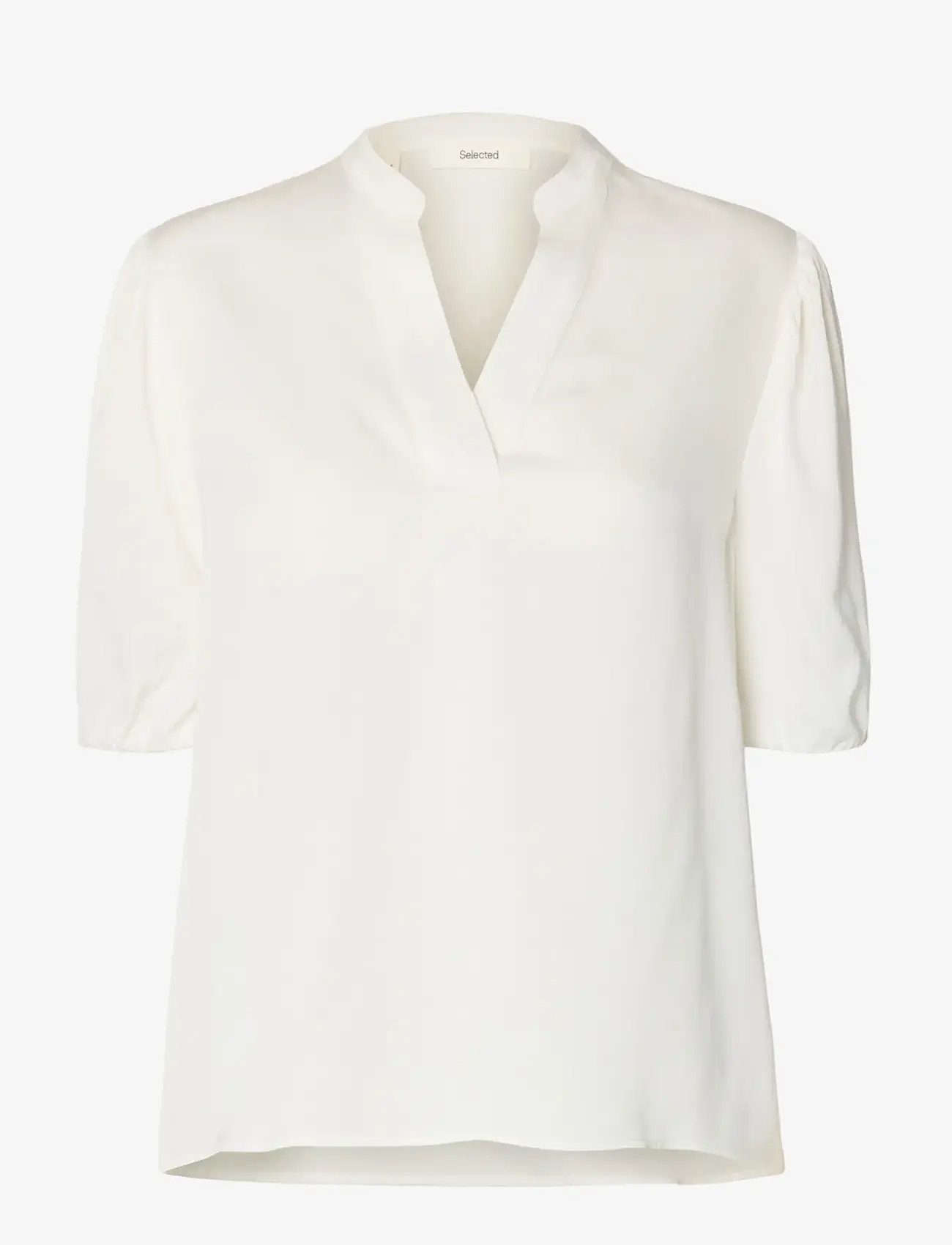 Selected - SLFLAURINA 2/4 SLEEVE TOP EX - short-sleeved blouses - snow white - 0