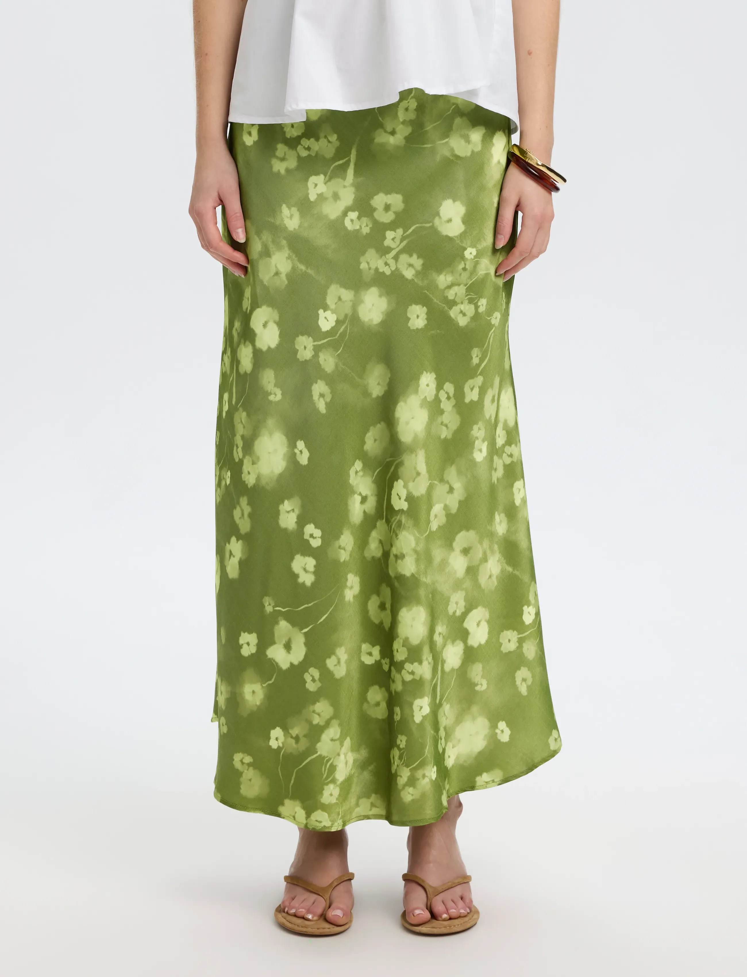Selected SLFGIONA-LENA HW ANKLE SKIRT B - Maxi Röcke - LINT / khaki/green