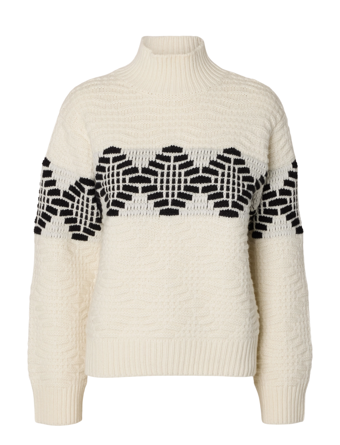 Selected - SLWLILI LS KNIT HIGH NECK - stickade tröjor - egret - 1