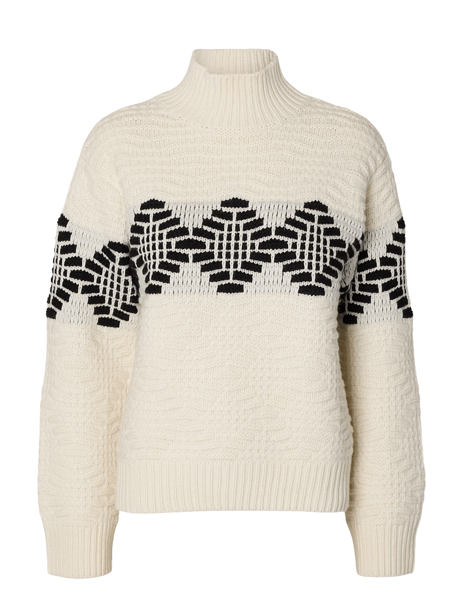 Selected - SLWLILI LS KNIT HIGH NECK - stickade tröjor - egret - 1