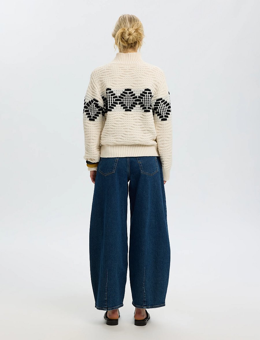 Selected - SLWLILI LS KNIT HIGH NECK - stickade tröjor - egret - 2