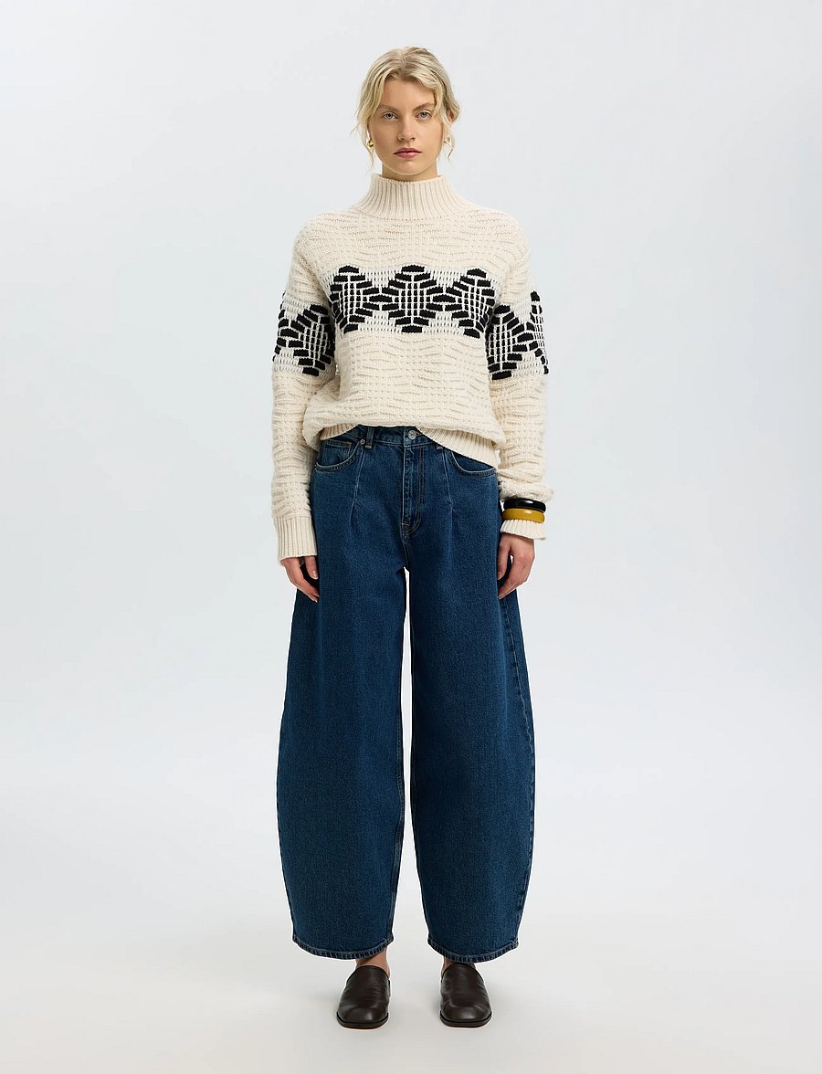 Selected - SLWLILI LS KNIT HIGH NECK - stickade tröjor - egret - 3