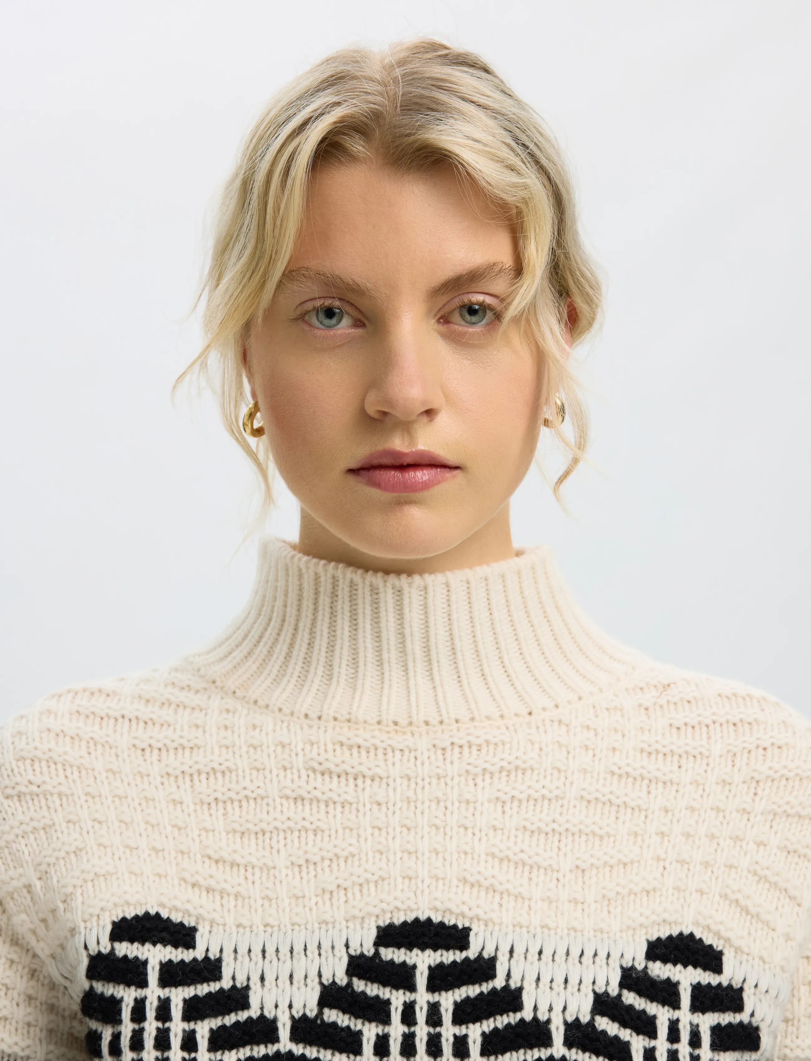 Selected - SLWLILI LS KNIT HIGH NECK - stickade tröjor - egret - 4