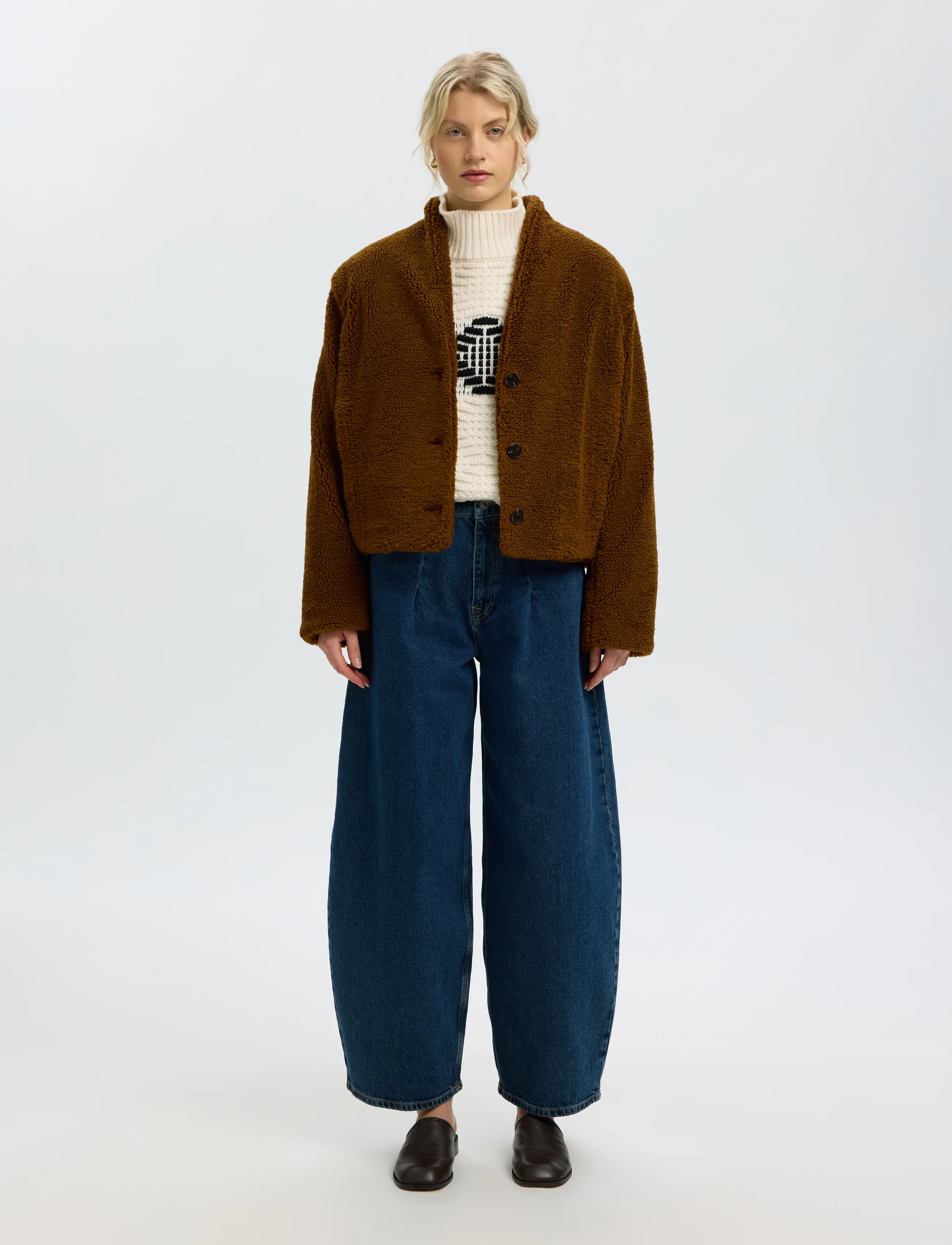 Selected - SLWLILI LS KNIT HIGH NECK - stickade tröjor - egret - 5