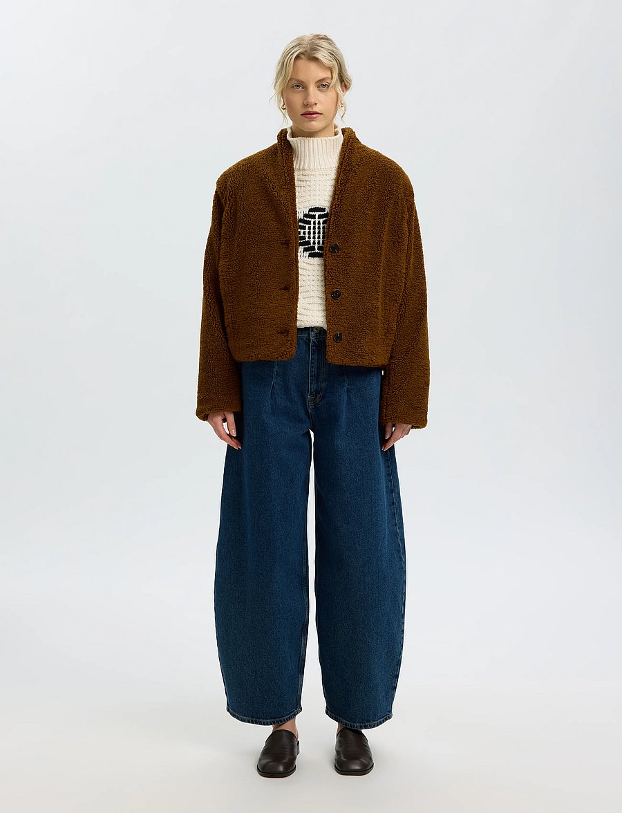 Selected - SLWLILI LS KNIT HIGH NECK - stickade tröjor - egret - 5