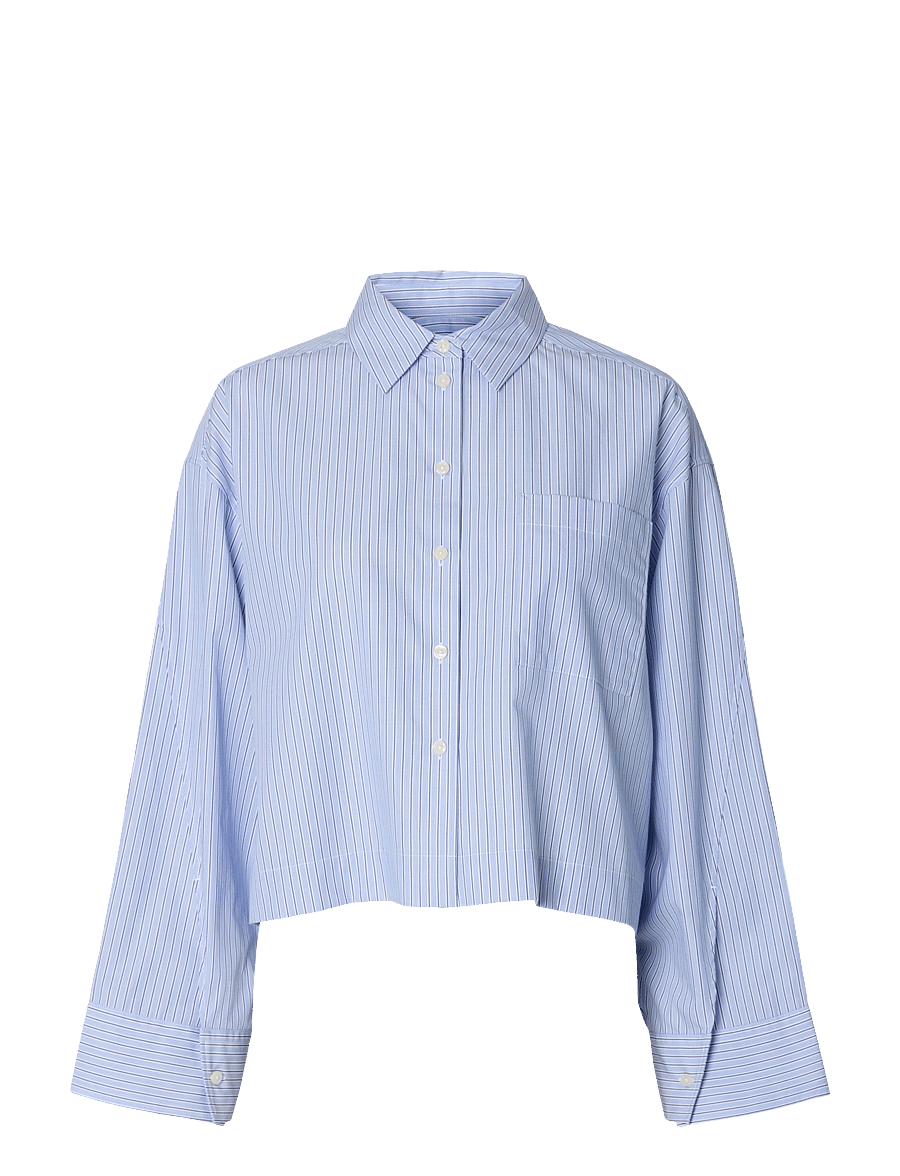 Selected - SLWDANNIE LS CROPPED BOXY SHIRT NOOS - langærmede skjorter - dark sapphire - 1