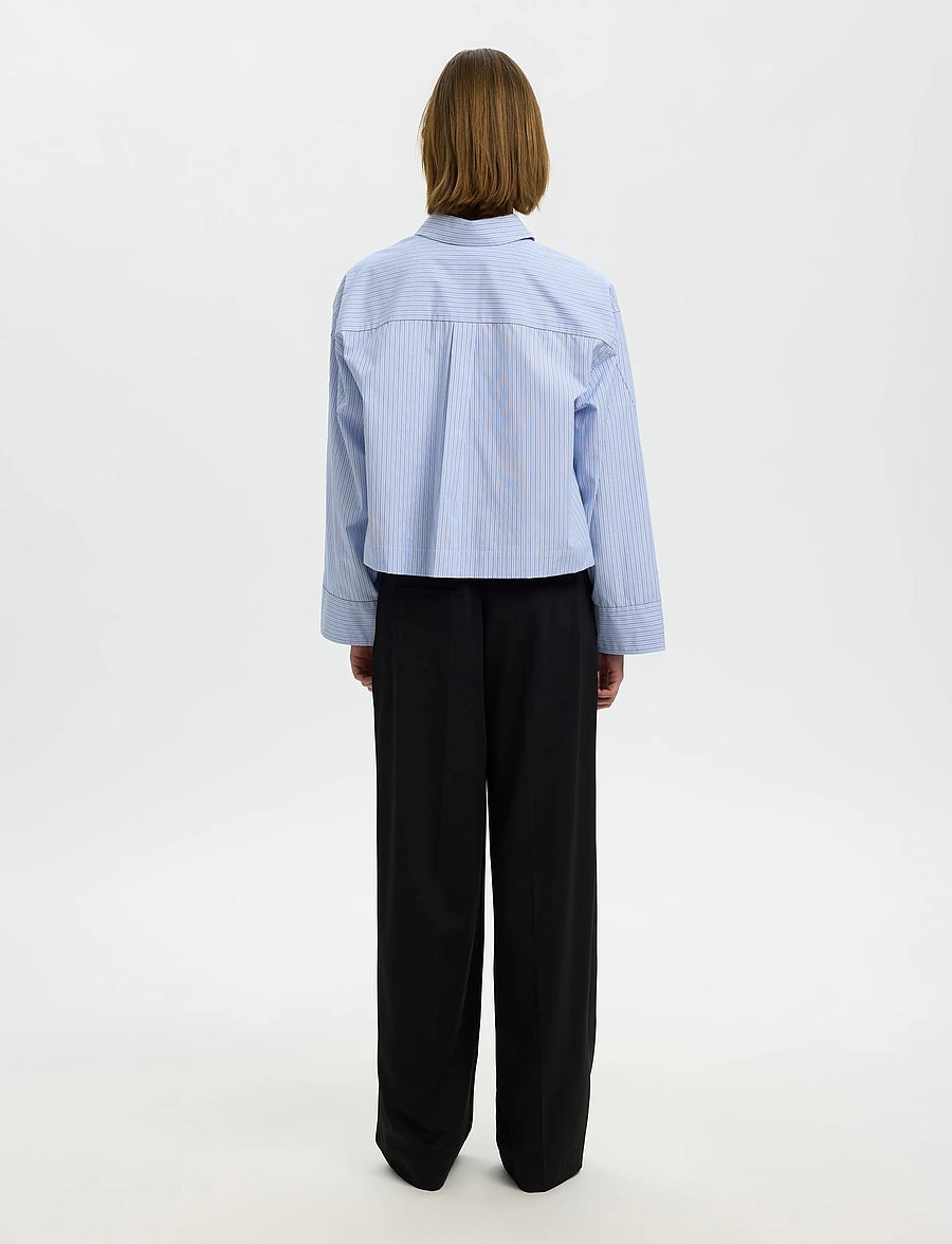 Selected - SLWDANNIE LS CROPPED BOXY SHIRT NOOS - langærmede skjorter - dark sapphire - 2