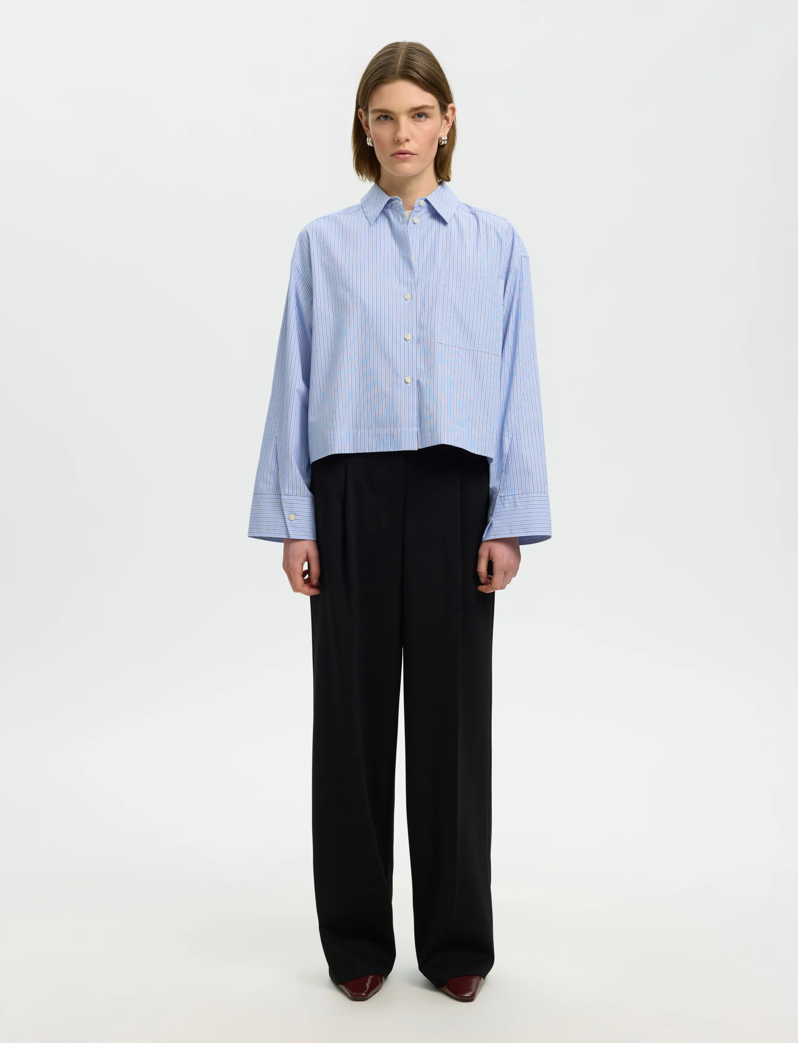 Selected - SLWDANNIE LS CROPPED BOXY SHIRT NOOS - langærmede skjorter - dark sapphire - 3