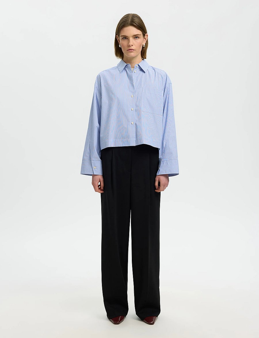 Selected - SLWDANNIE LS CROPPED BOXY SHIRT NOOS - langærmede skjorter - dark sapphire - 3