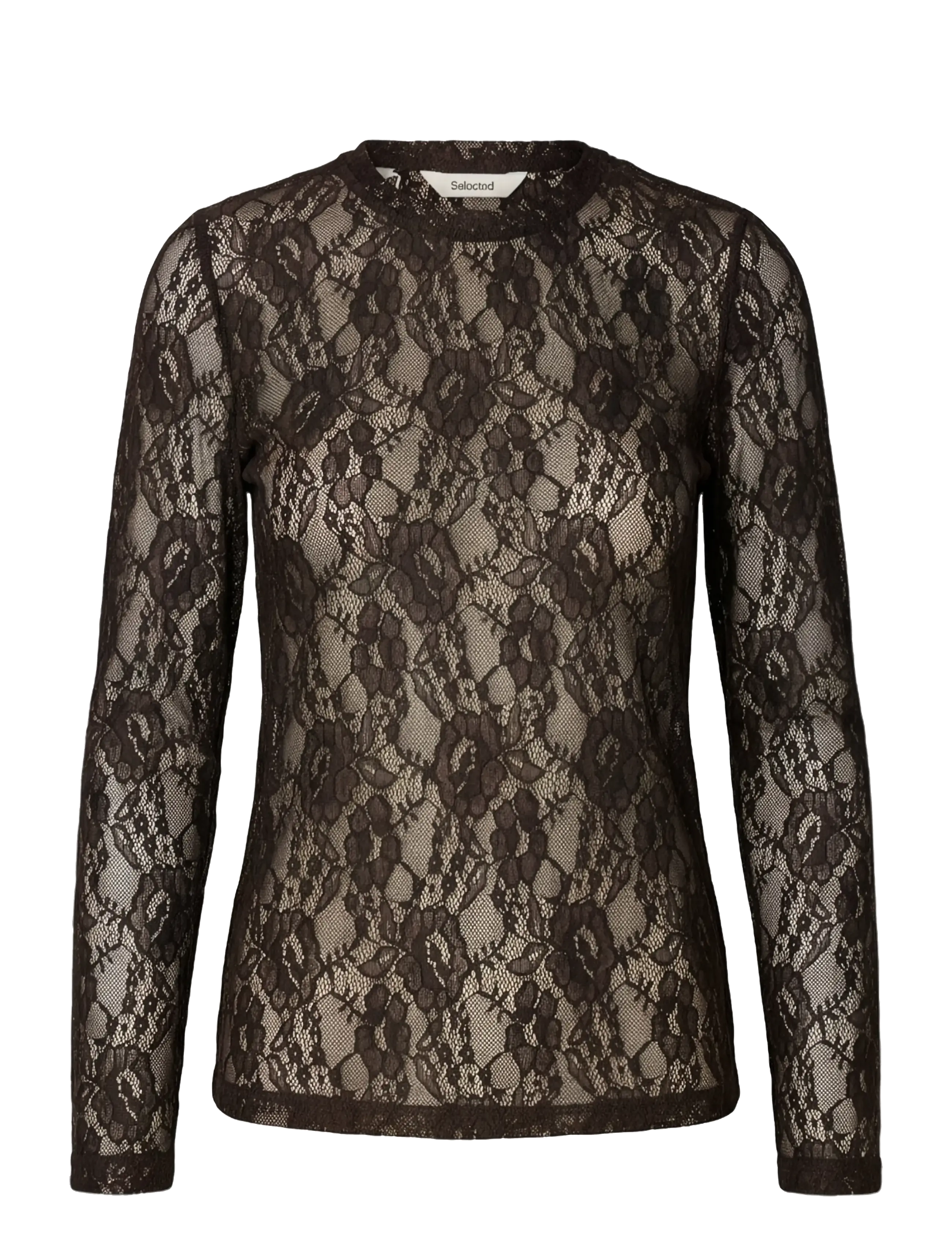 Selected SLWMISTA LS O-NECK TOP - Streetstyle - DELICIOSO / brown