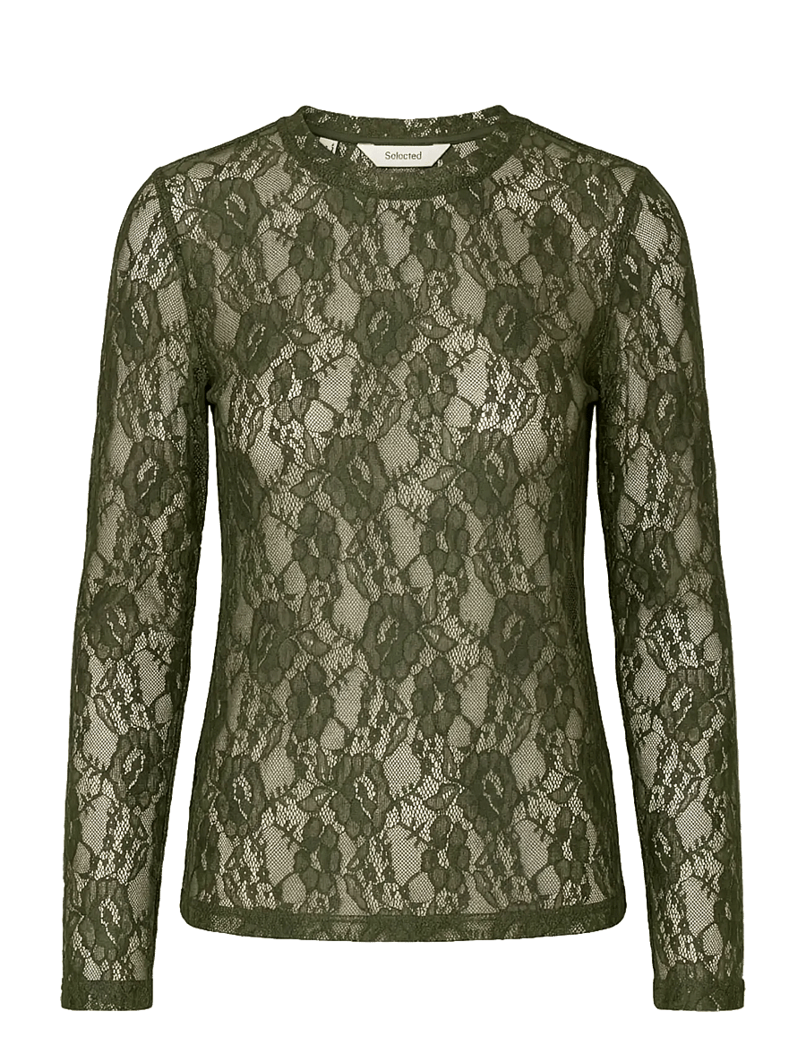 Selected - SLWMISTA LS O-NECK TOP - langärmlige tops - fir green - 1
