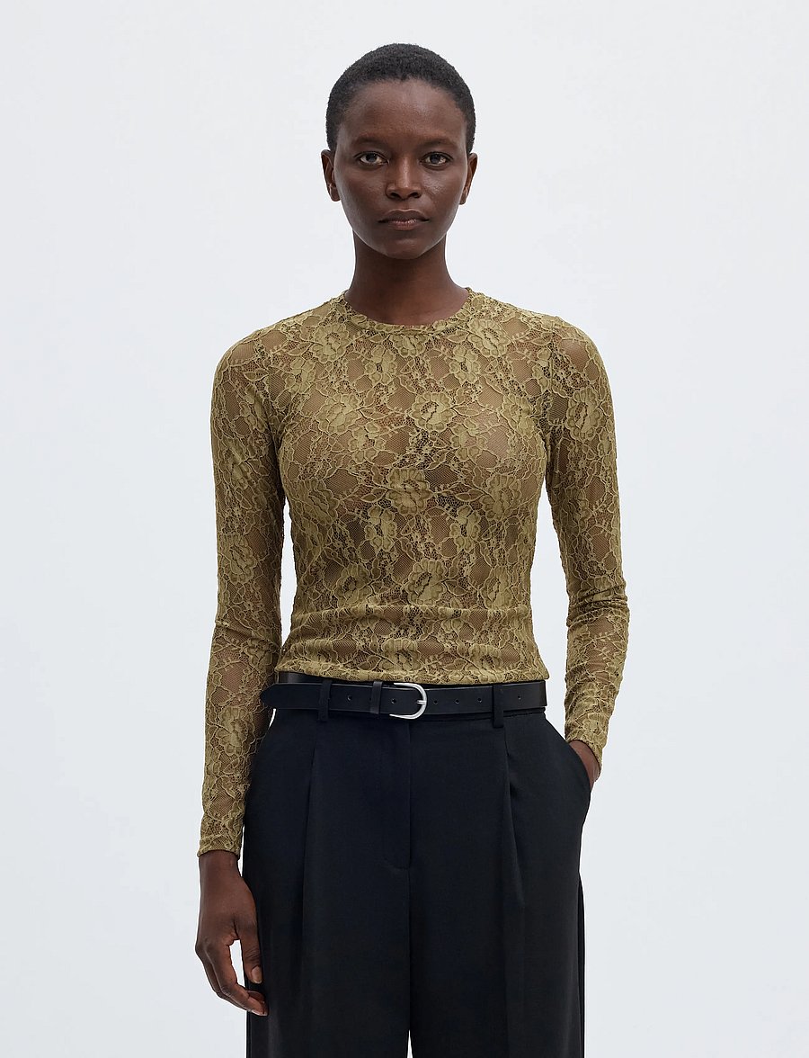 Selected - SLWMISTA LS O-NECK TOP - langärmlige tops - fir green - 0