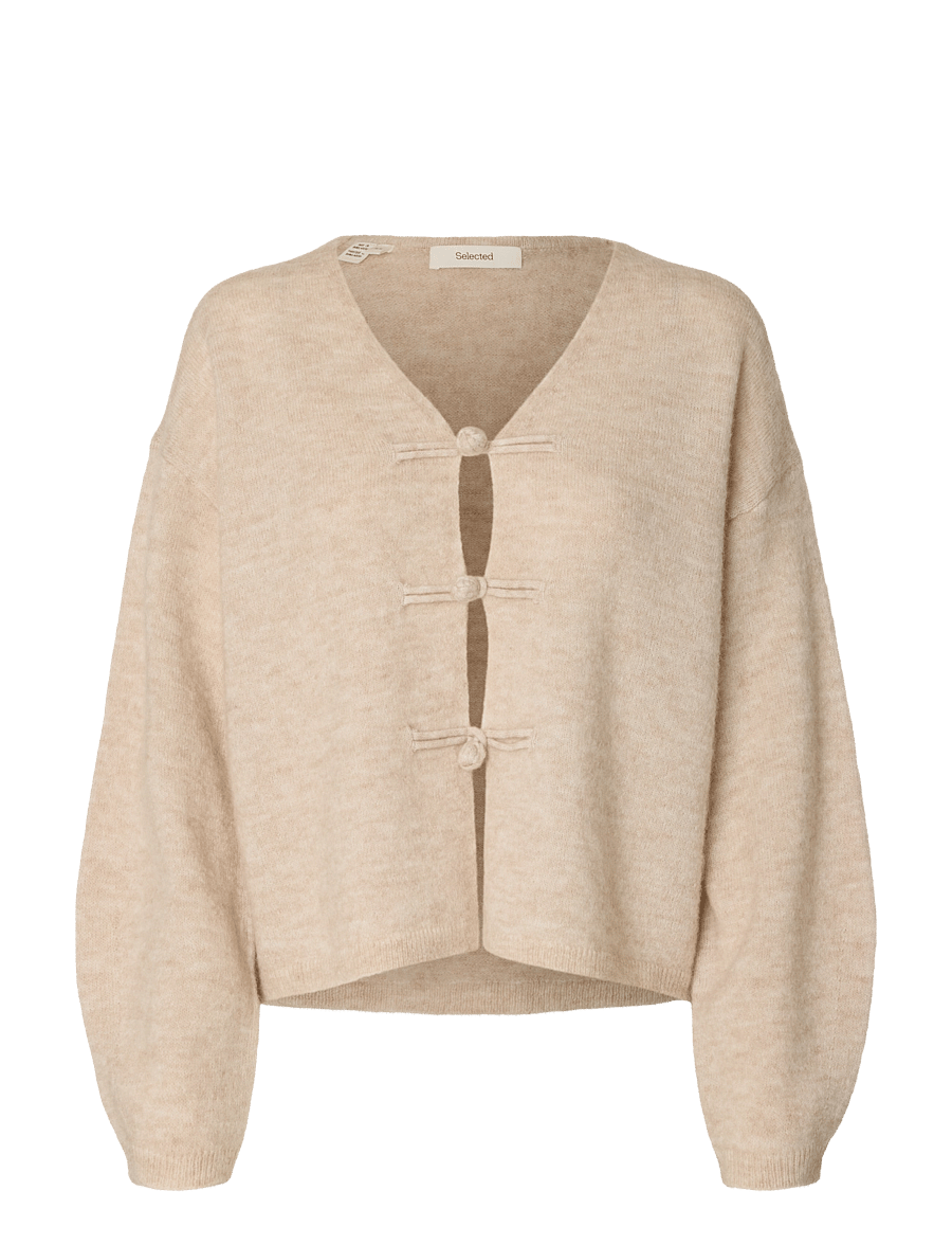 Selected - SLWLULU LS DUFFLE KNIT CARDIGAN - strickjacken - birch - 0