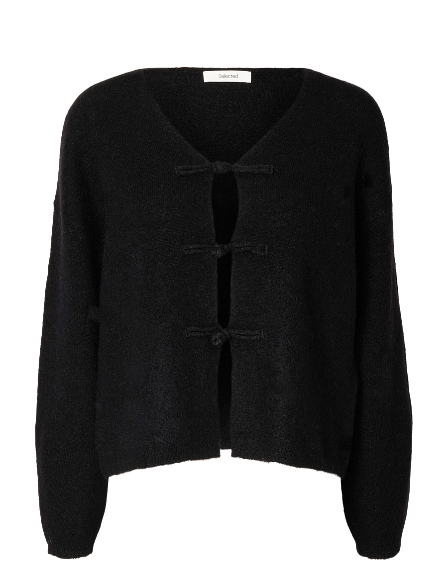 Selected - SLWLULU LS DUFFLE KNIT CARDIGAN - strickjacken - black - 0