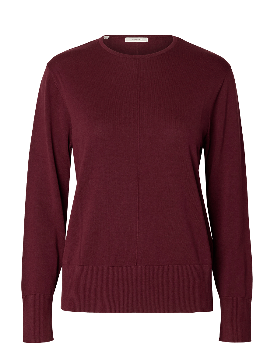Selected - SLWTOLEDO LS KNIT O-NECK - gebreide truien - tawny port - 1