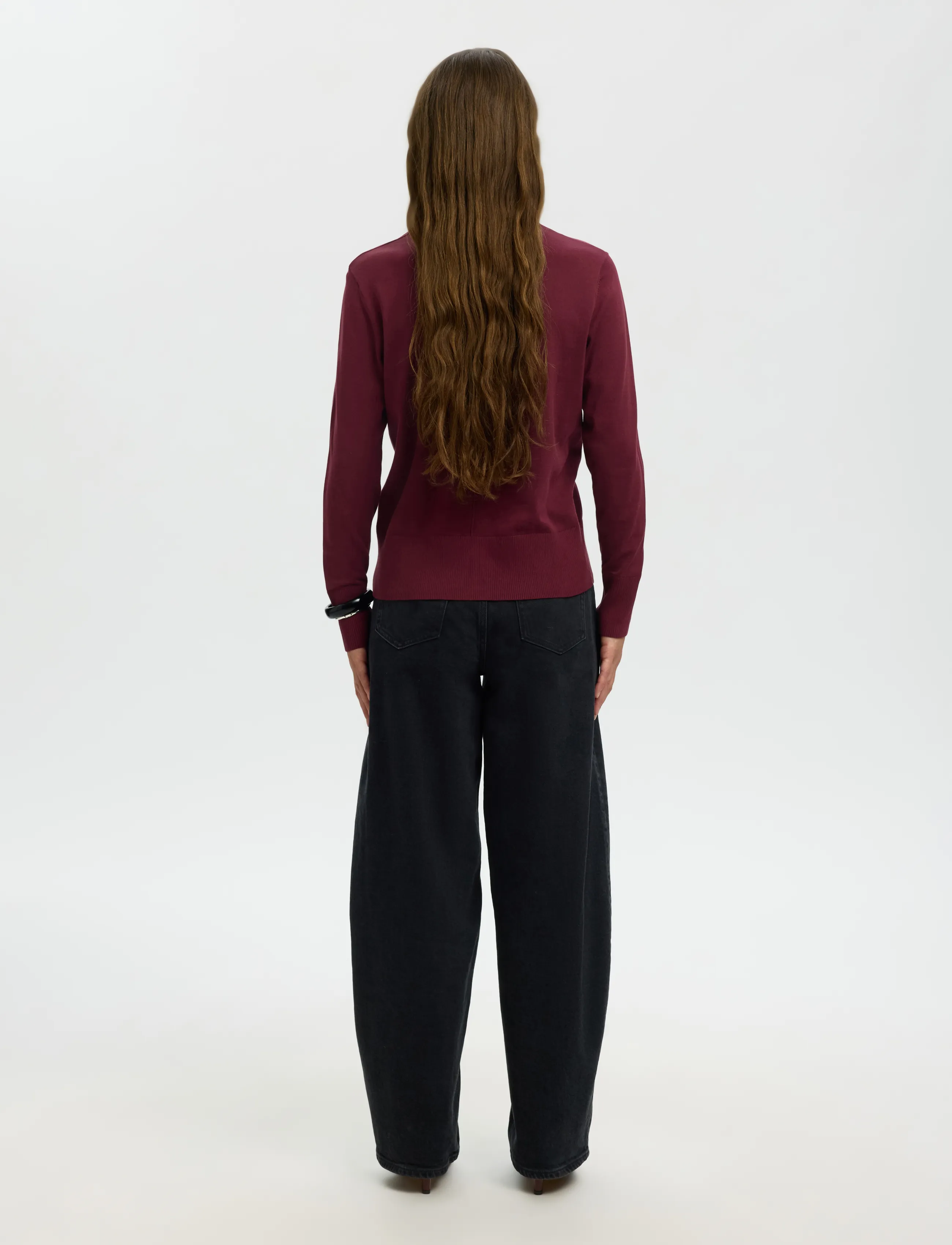 Selected - SLWTOLEDO LS KNIT O-NECK - gebreide truien - tawny port - 2