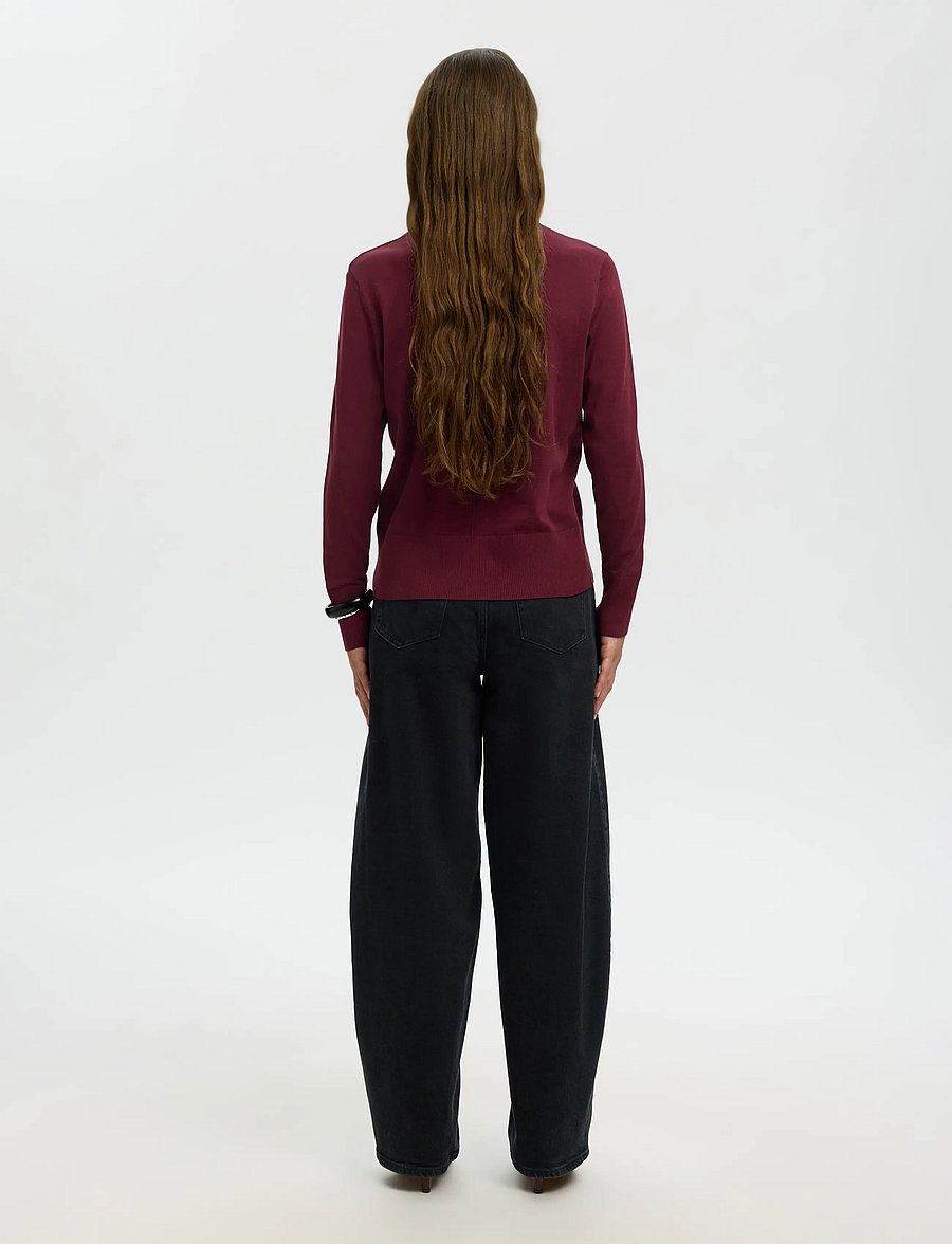 Selected - SLWTOLEDO LS KNIT O-NECK - gebreide truien - tawny port - 2